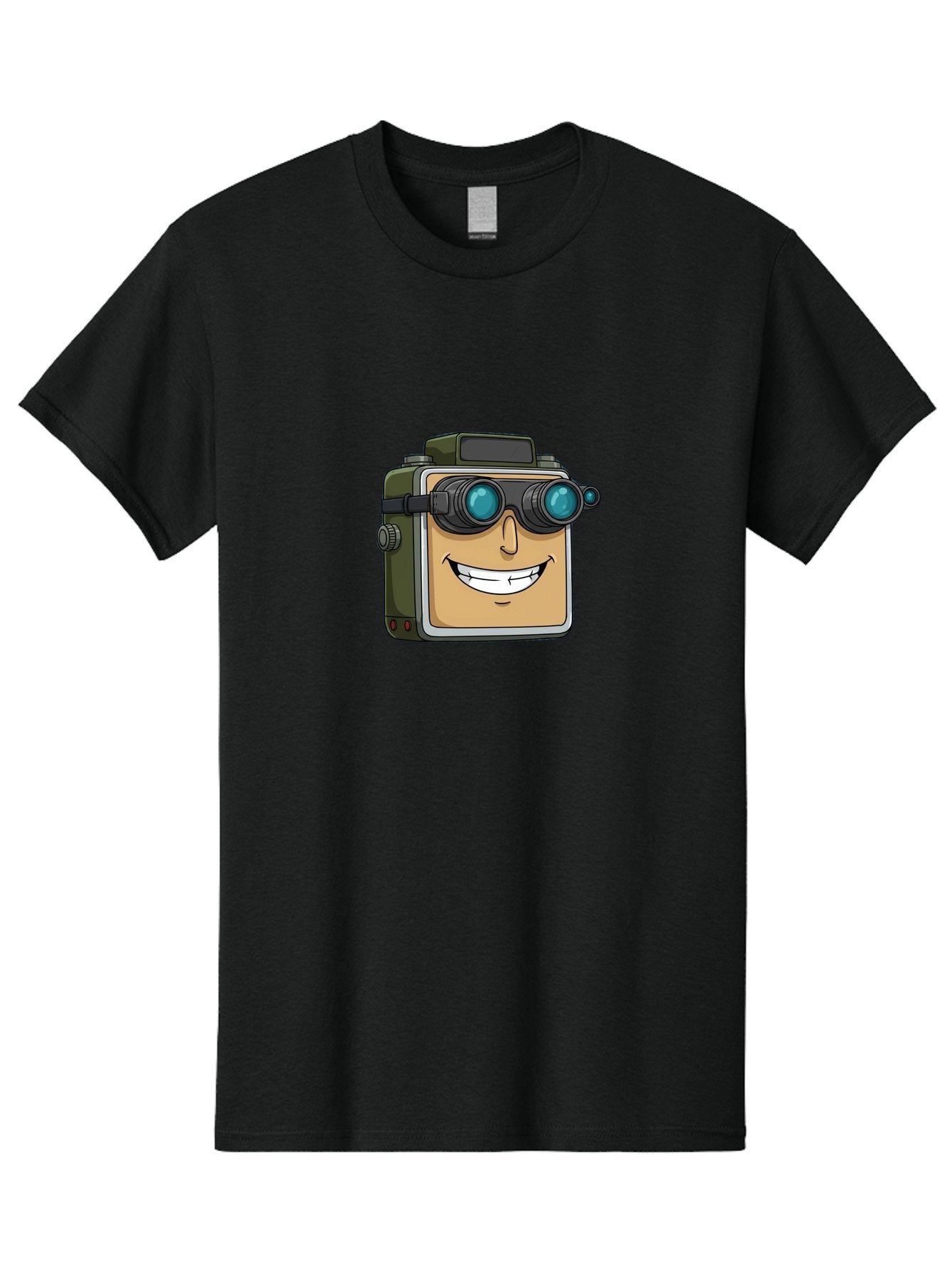 Camera-With-Goggles Men'S Graphic Tee, 100% Cotton, Comfortable Casual Summer Wear, Machine Washable, Cartoon Camera, Smiling Camera, Goggles On Camera, Futuristic Technology, Camera Character, Playful Illustration, Tech Gadget, Bae377 10