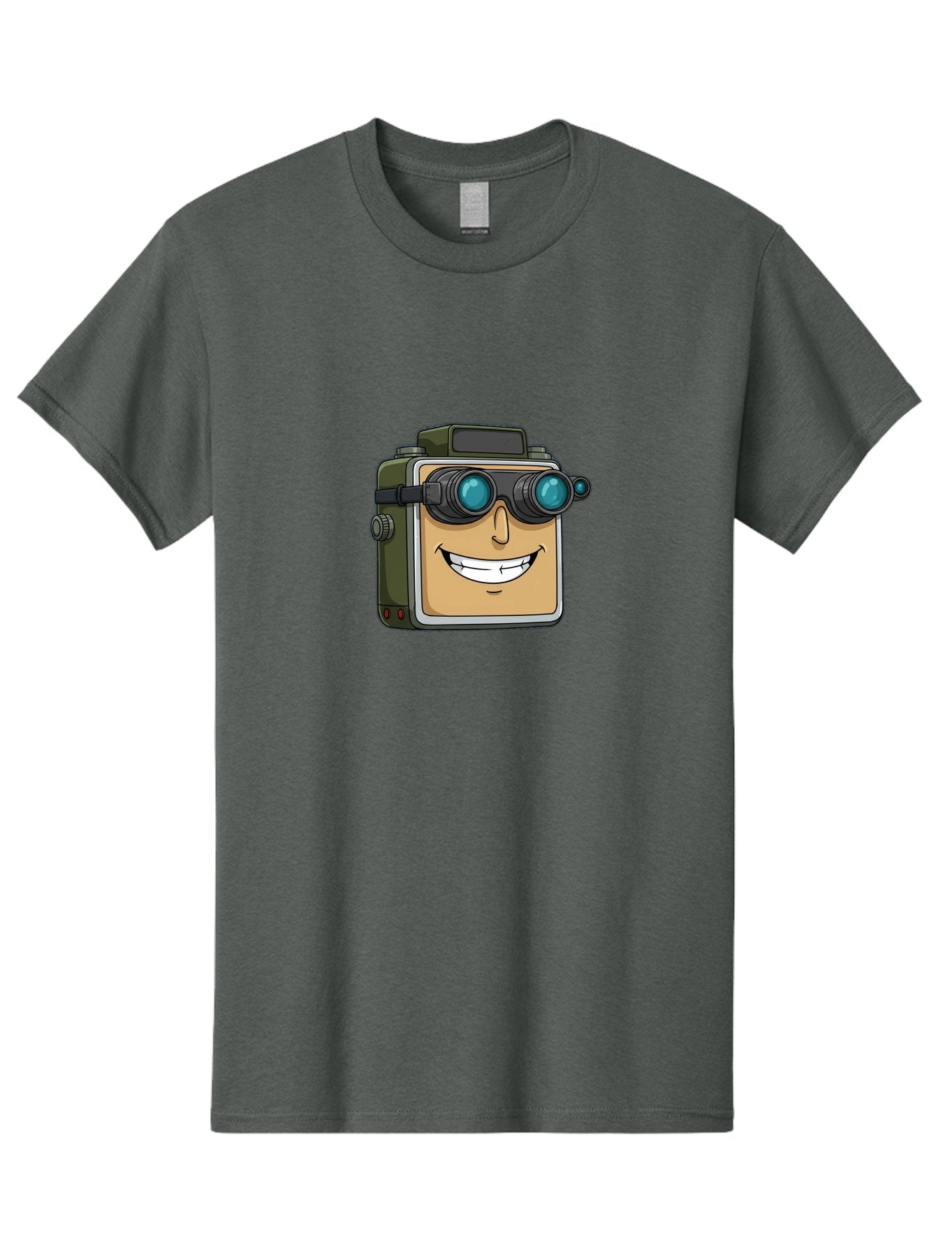 Camera-With-Goggles Men'S Graphic Tee, 100% Cotton, Comfortable Casual Summer Wear, Machine Washable, Cartoon Camera, Smiling Camera, Goggles On Camera, Futuristic Technology, Camera Character, Playful Illustration, Tech Gadget, Bae377 15