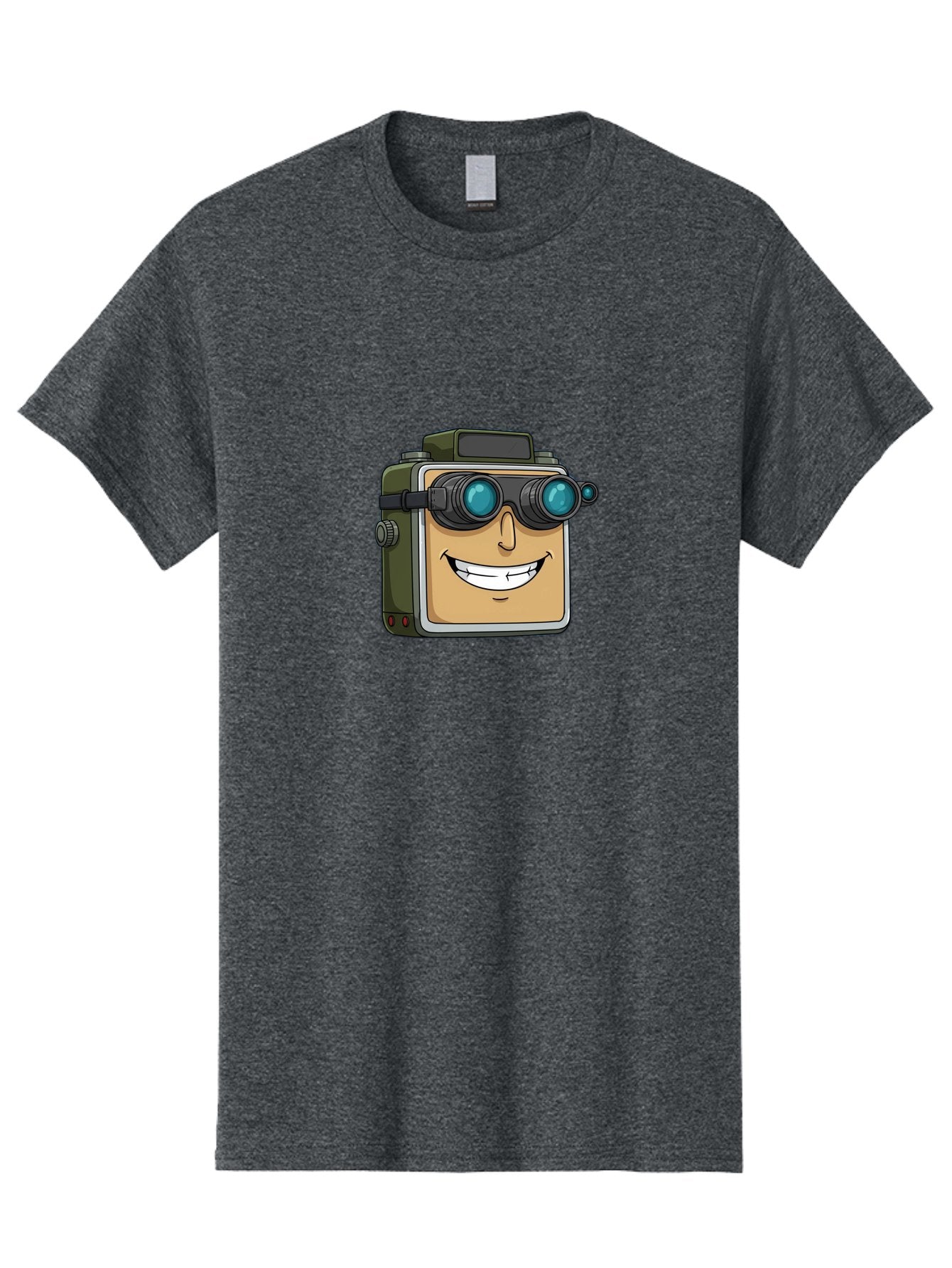 Camera-With-Goggles Men'S Graphic Tee, 100% Cotton, Comfortable Casual Summer Wear, Machine Washable, Cartoon Camera, Smiling Camera, Goggles On Camera, Futuristic Technology, Camera Character, Playful Illustration, Tech Gadget, Bae377 14