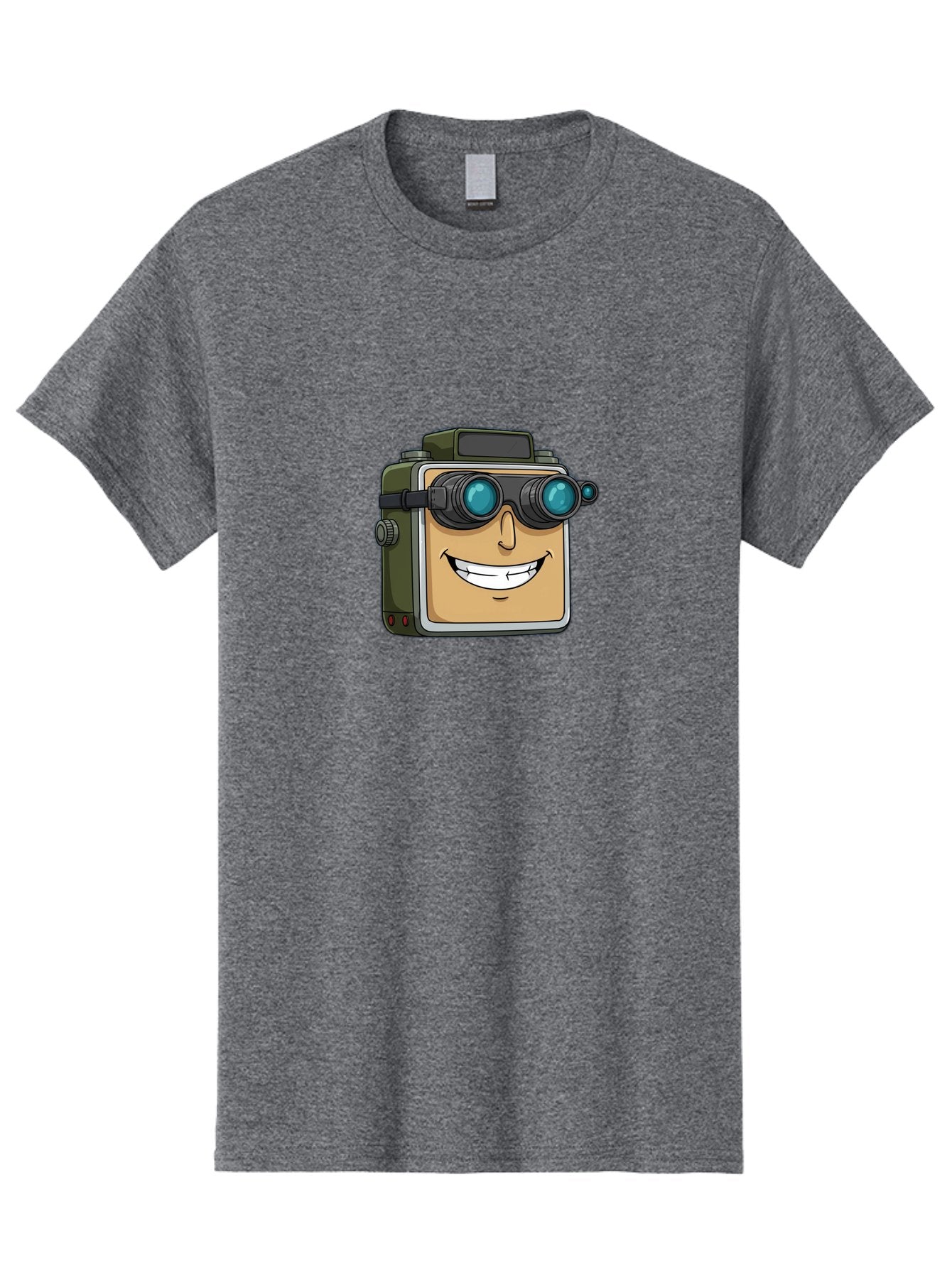 Camera-With-Goggles Men'S Graphic Tee, 100% Cotton, Comfortable Casual Summer Wear, Machine Washable, Cartoon Camera, Smiling Camera, Goggles On Camera, Futuristic Technology, Camera Character, Playful Illustration, Tech Gadget, Bae377 12
