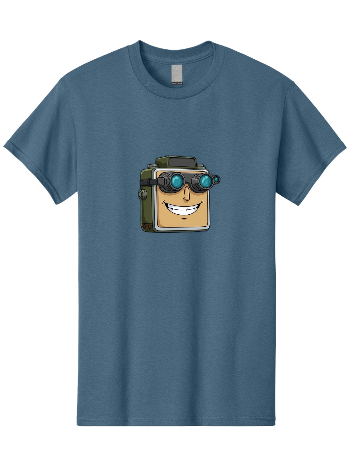 Camera-With-Goggles Men'S Graphic Tee, 100% Cotton, Comfortable Casual Summer Wear, Machine Washable, Cartoon Camera, Smiling Camera, Goggles On Camera, Futuristic Technology, Camera Character, Playful Illustration, Tech Gadget, Bae377 11