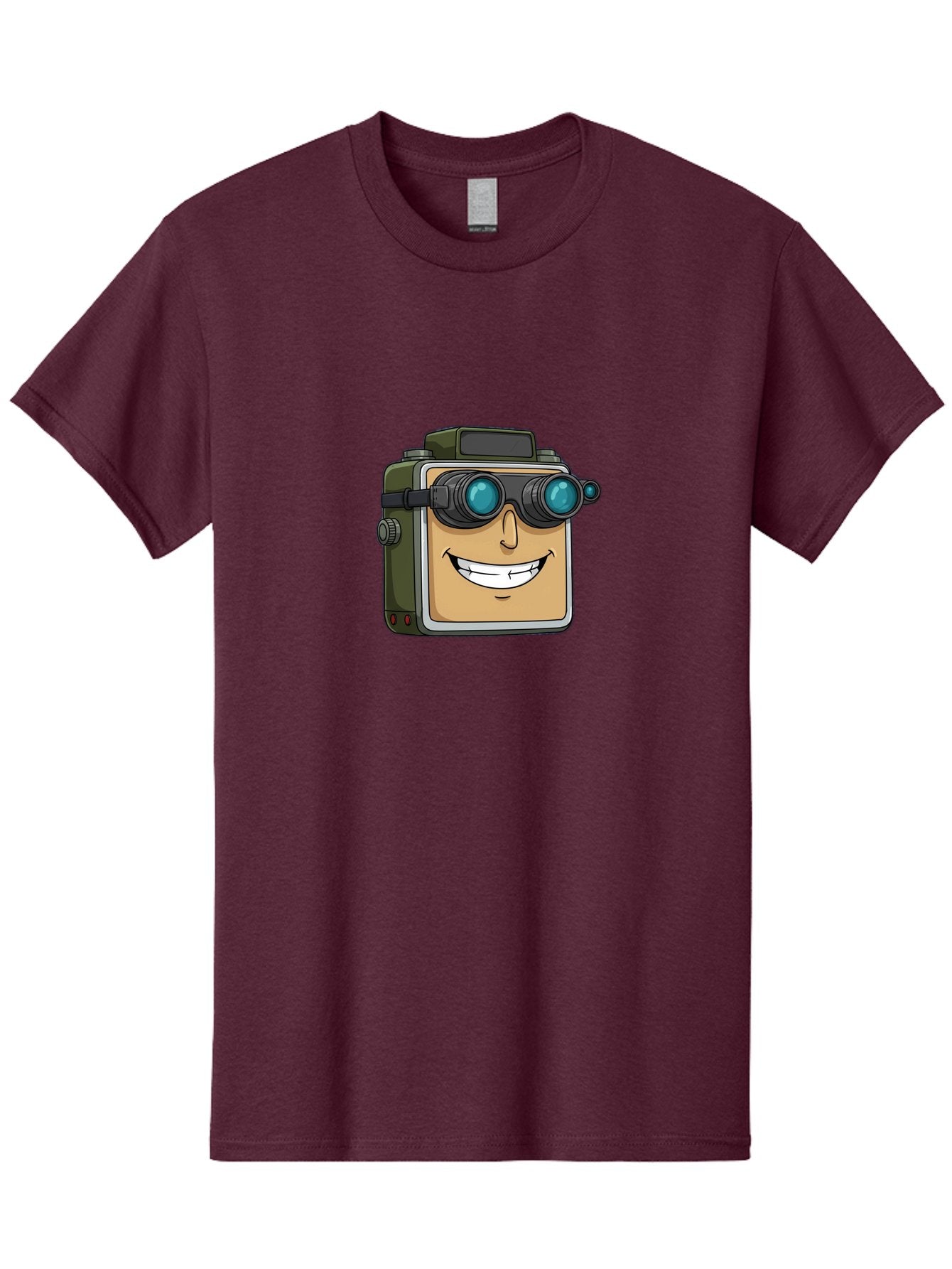 Camera-With-Goggles Men'S Graphic Tee, 100% Cotton, Comfortable Casual Summer Wear, Machine Washable, Cartoon Camera, Smiling Camera, Goggles On Camera, Futuristic Technology, Camera Character, Playful Illustration, Tech Gadget, Bae377 6