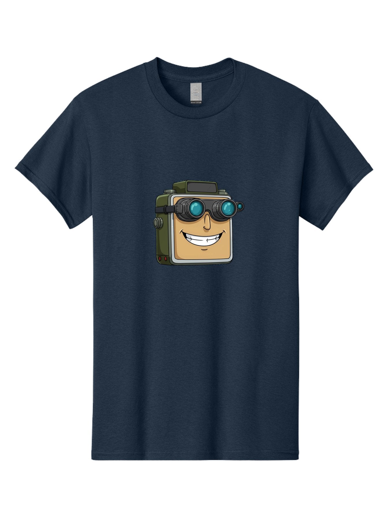 Camera-With-Goggles Men'S Graphic Tee, 100% Cotton, Comfortable Casual Summer Wear, Machine Washable, Cartoon Camera, Smiling Camera, Goggles On Camera, Futuristic Technology, Camera Character, Playful Illustration, Tech Gadget, Bae377 4