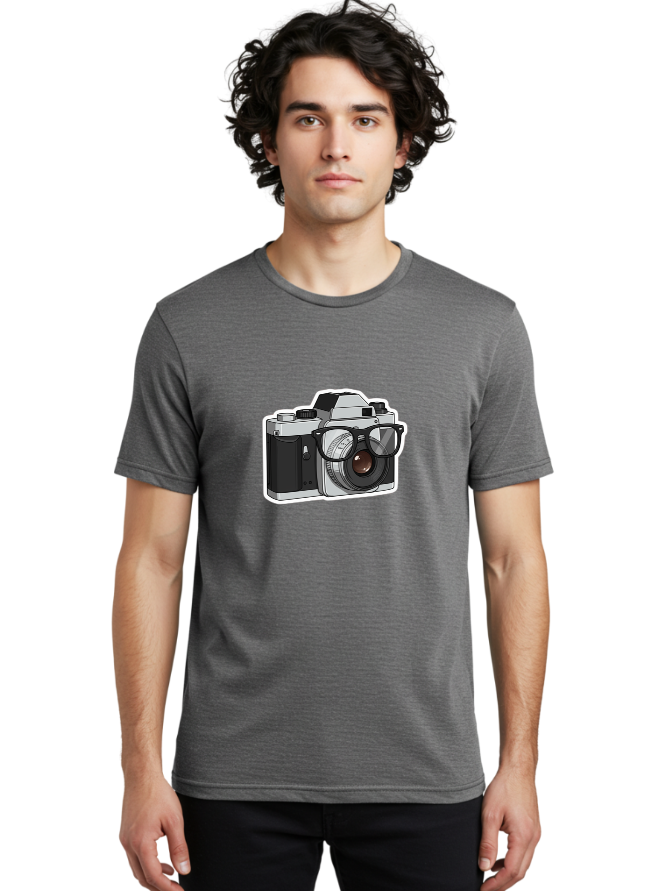 Camera-With-Shades Men'S Graphic Tee, 100% Cotton, Comfortable Casual Summer Wear, Machine Washable, Camera Wearing Sunglasses, Photography Gear, Stylish Accessory, Cool Camera, Funky Design, Creative Twist, Photography Equipment Bae379 27