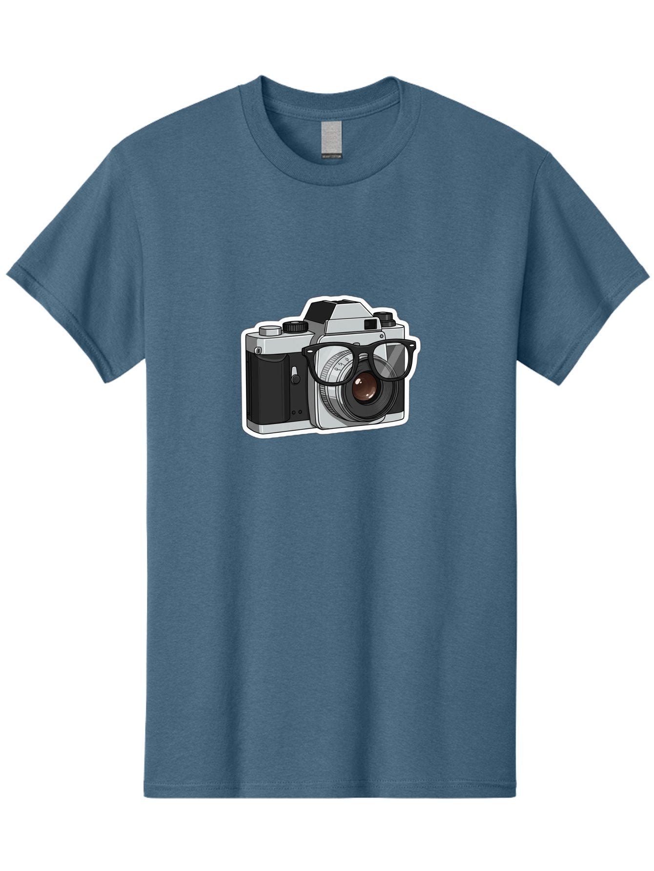 Camera-With-Shades Men'S Graphic Tee, 100% Cotton, Comfortable Casual Summer Wear, Machine Washable, Camera Wearing Sunglasses, Photography Gear, Stylish Accessory, Cool Camera, Funky Design, Creative Twist, Photography Equipment Bae379 3