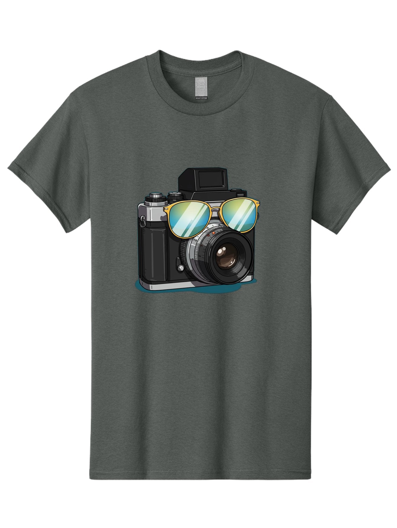 Camera-With-Sunglasses-1 Men'S Graphic Tee, 100% Cotton, Comfortable Casual Summer Wear, Machine Washable, Vintage Camera, Camera With Sunglasses, Cool Camera, Retro Photography, Stylish Accessories, Fashion Photography, Photography Equipment, Bae380 8