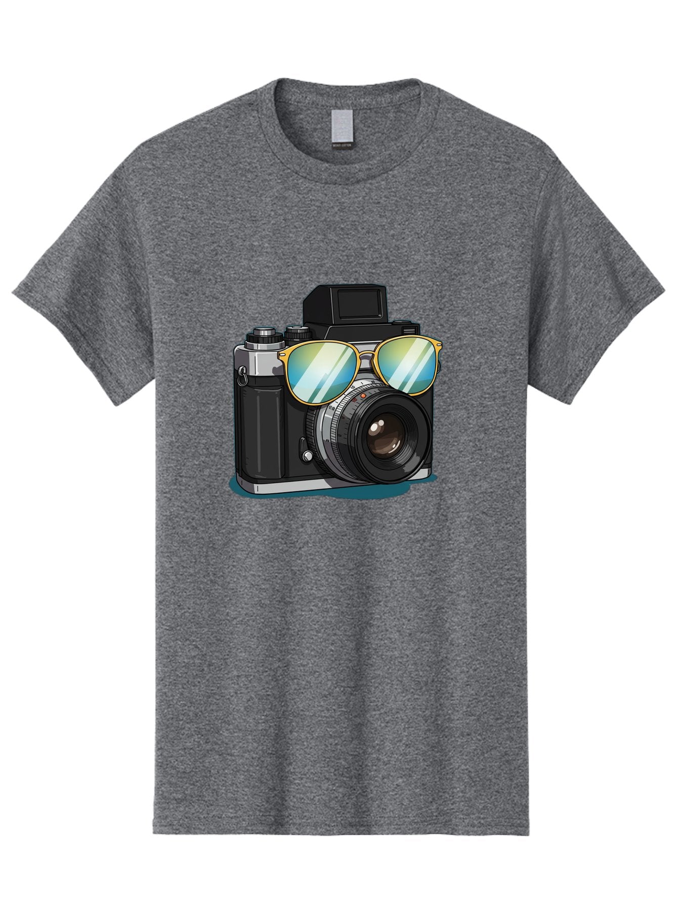 Camera-With-Sunglasses-1 Men'S Graphic Tee, 100% Cotton, Comfortable Casual Summer Wear, Machine Washable, Vintage Camera, Camera With Sunglasses, Cool Camera, Retro Photography, Stylish Accessories, Fashion Photography, Photography Equipment, Bae380 9