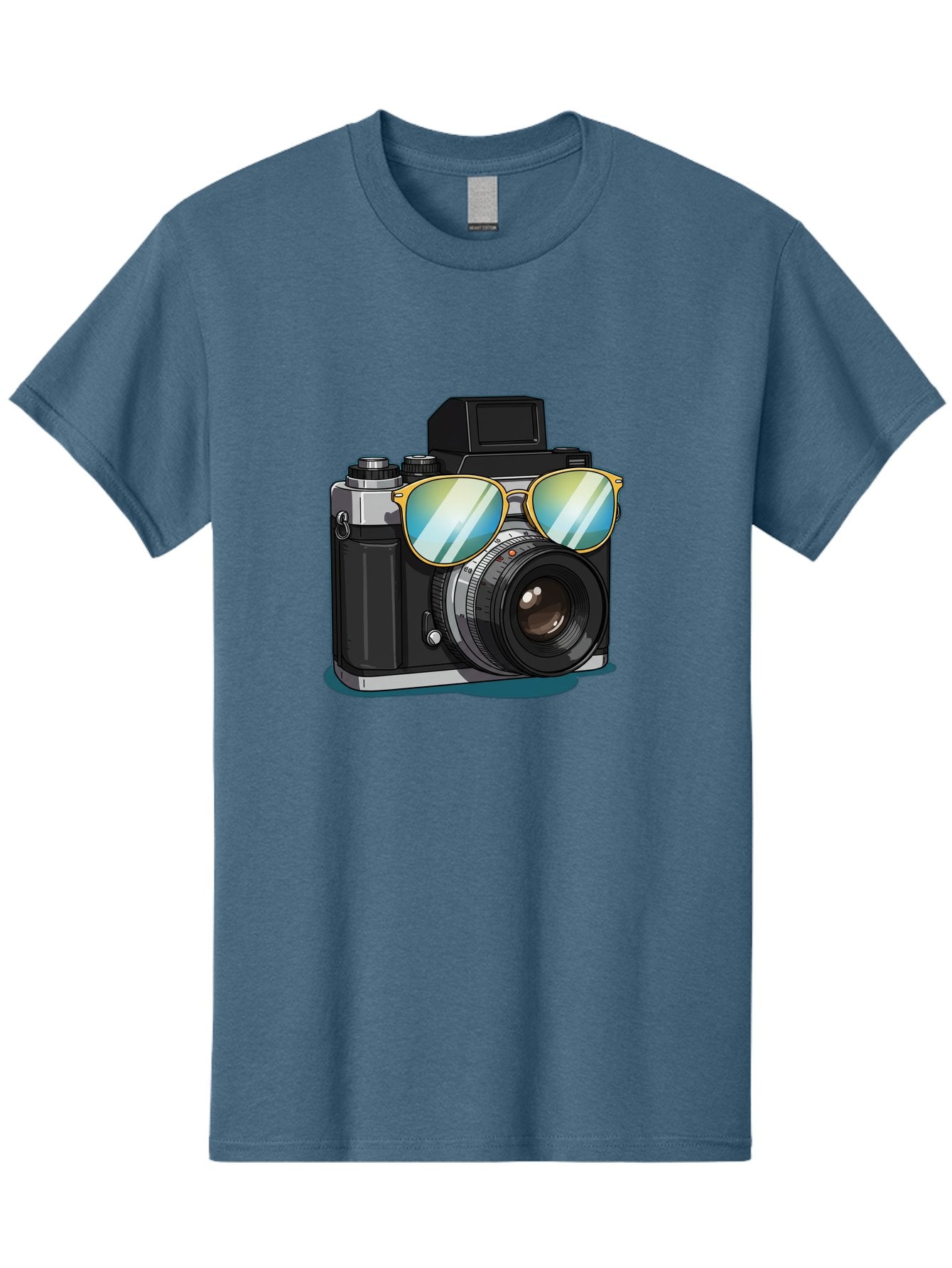 Camera-With-Sunglasses-1 Men'S Graphic Tee, 100% Cotton, Comfortable Casual Summer Wear, Machine Washable, Vintage Camera, Camera With Sunglasses, Cool Camera, Retro Photography, Stylish Accessories, Fashion Photography, Photography Equipment, Bae380 5