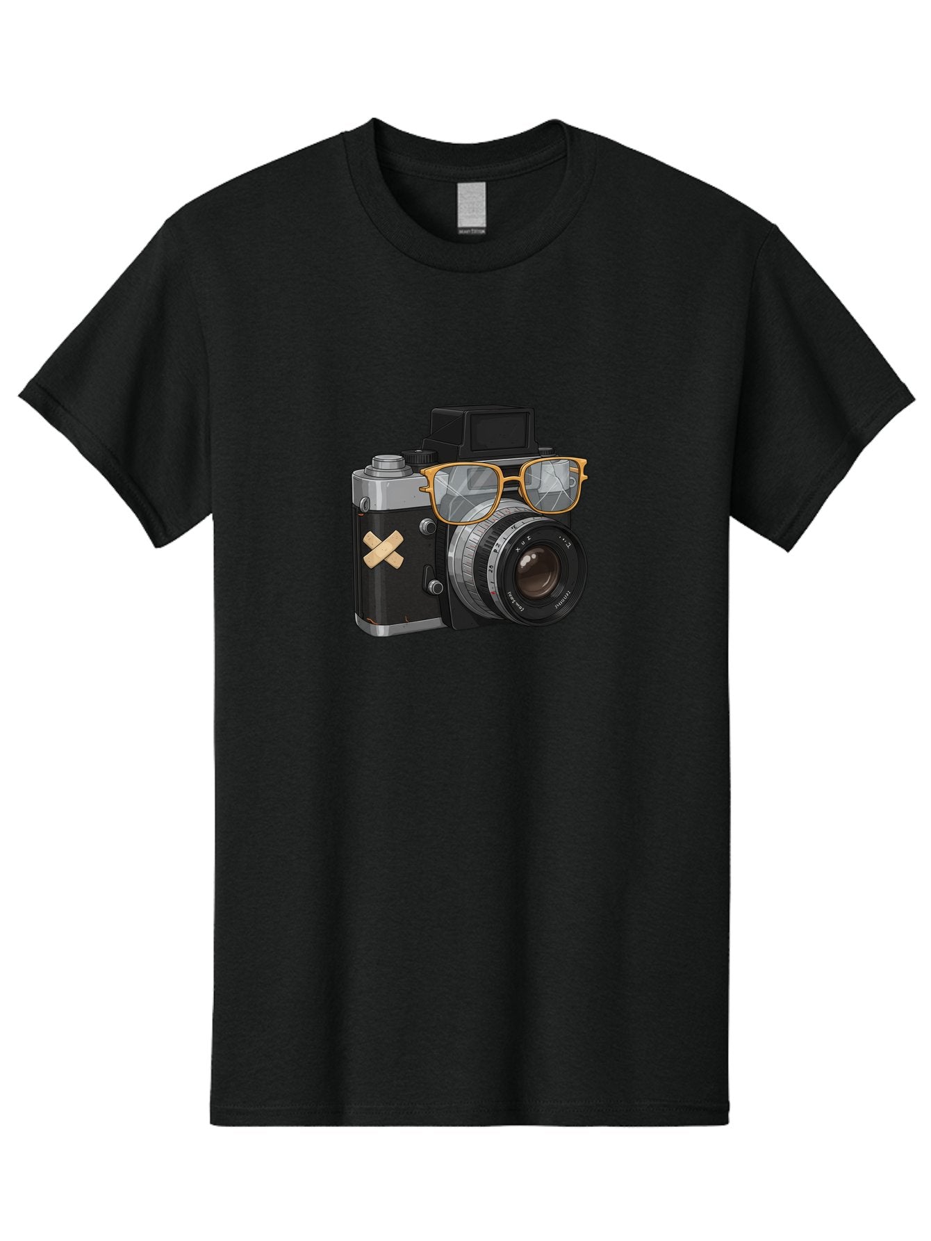 Camera-With-Sunglasses Men'S Graphic Tee, 100% Cotton, Comfortable Casual Summer Wear, Machine Washable, Vintage Camera, Camera With Sunglasses, Retro Style, Camera Accessories, Photography Equipment, Cool Camera, Hipster Camera, Bae381
