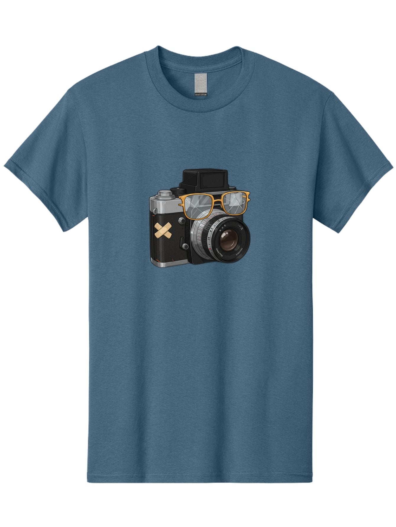Camera-With-Sunglasses Men'S Graphic Tee, 100% Cotton, Comfortable Casual Summer Wear, Machine Washable, Vintage Camera, Camera With Sunglasses, Retro Style, Camera Accessories, Photography Equipment, Cool Camera, Hipster Camera, Bae381