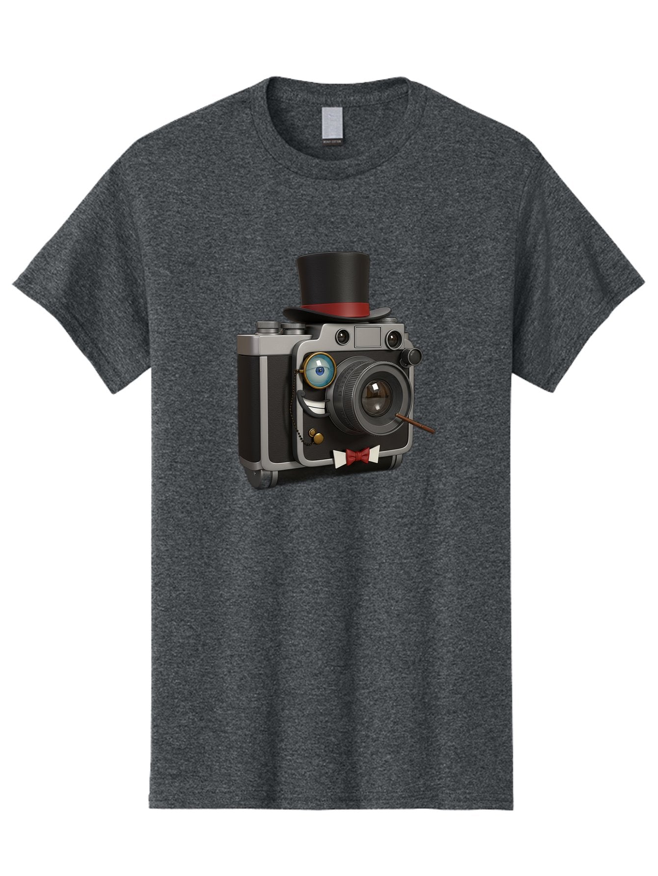 Camera-With-Top-Hat-And-Cane Men'S Graphic Tee, 100% Cotton, Comfortable Casual Summer Wear, Machine Washable, Vintage Camera, Top Hat, Bow Tie, Monocle, Sophisticated Photography, Retro Style, Gentlemanly Elegance, Classic Accessories, Bae382 4