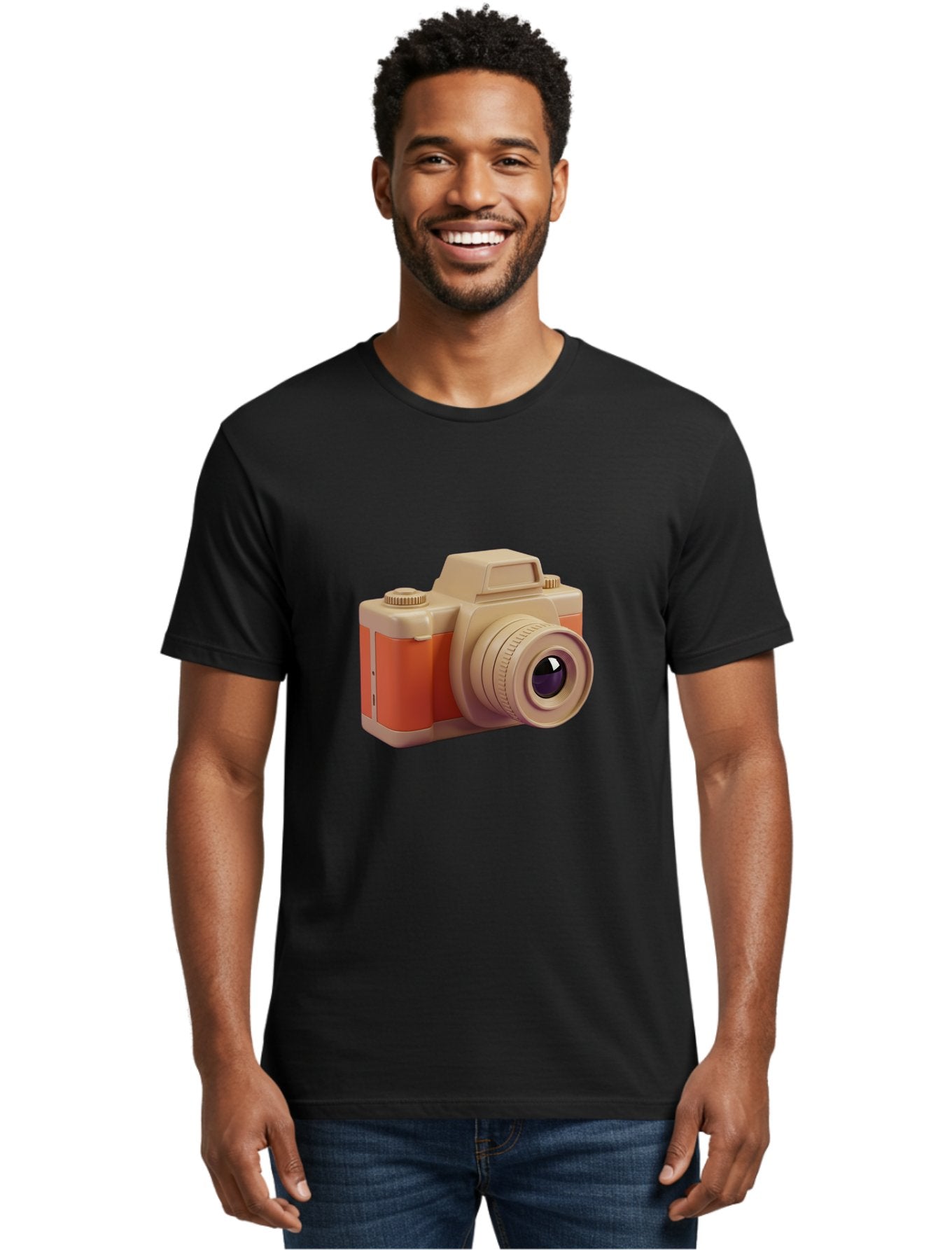 Camera Men'S Graphic Tee, 100% Cotton, Comfortable Casual Summer Wear, Machine Washable, Digital Camera, Photography Equipment, Camera Lens, Vintage Camera, Retro Style, Orange And Beige Colors, 3D Illustration, Camera Design, Photography Gear Bae383 20