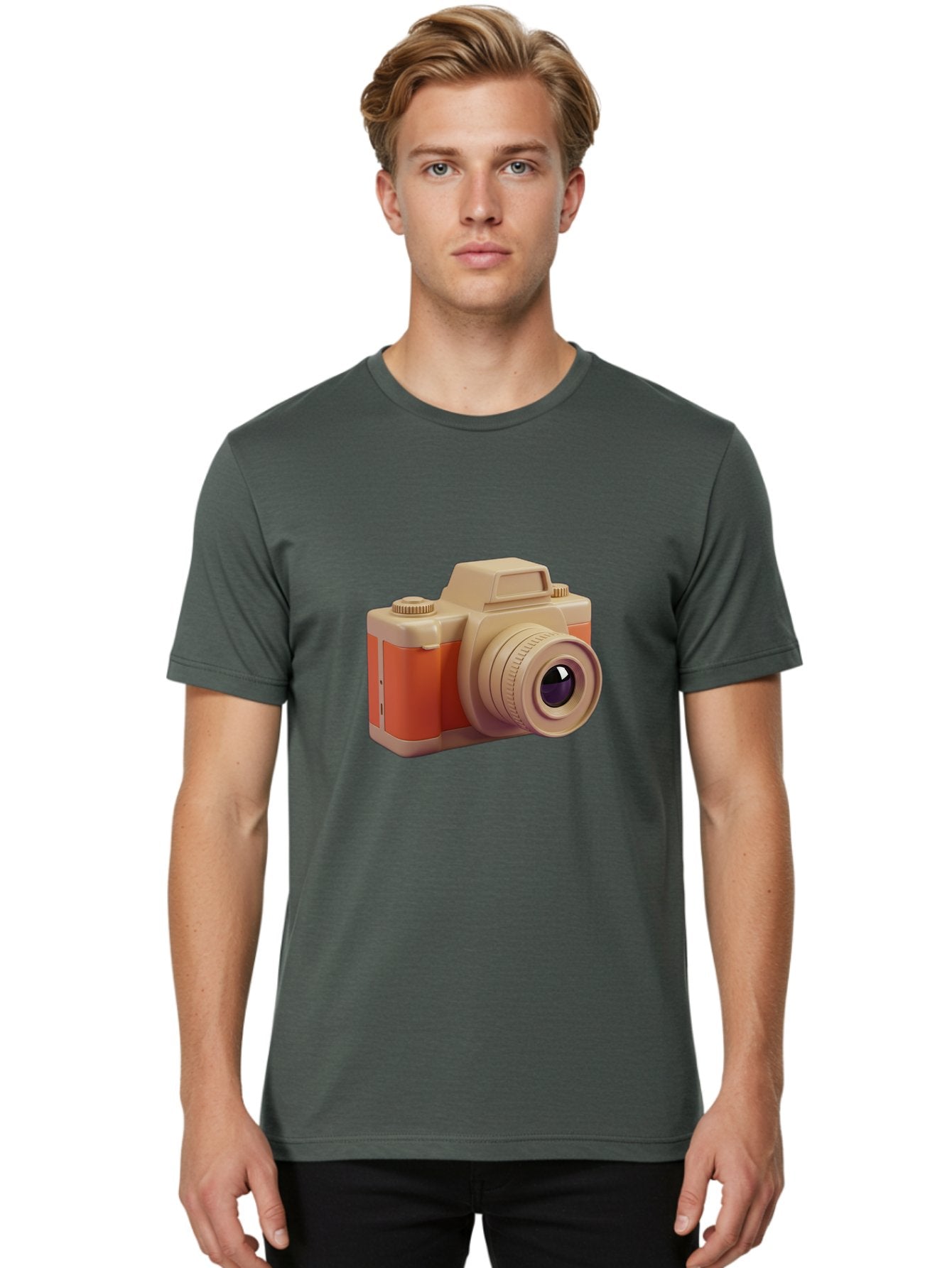 Camera Men'S Graphic Tee, 100% Cotton, Comfortable Casual Summer Wear, Machine Washable, Digital Camera, Photography Equipment, Camera Lens, Vintage Camera, Retro Style, Orange And Beige Colors, 3D Illustration, Camera Design, Photography Gear Bae383 27