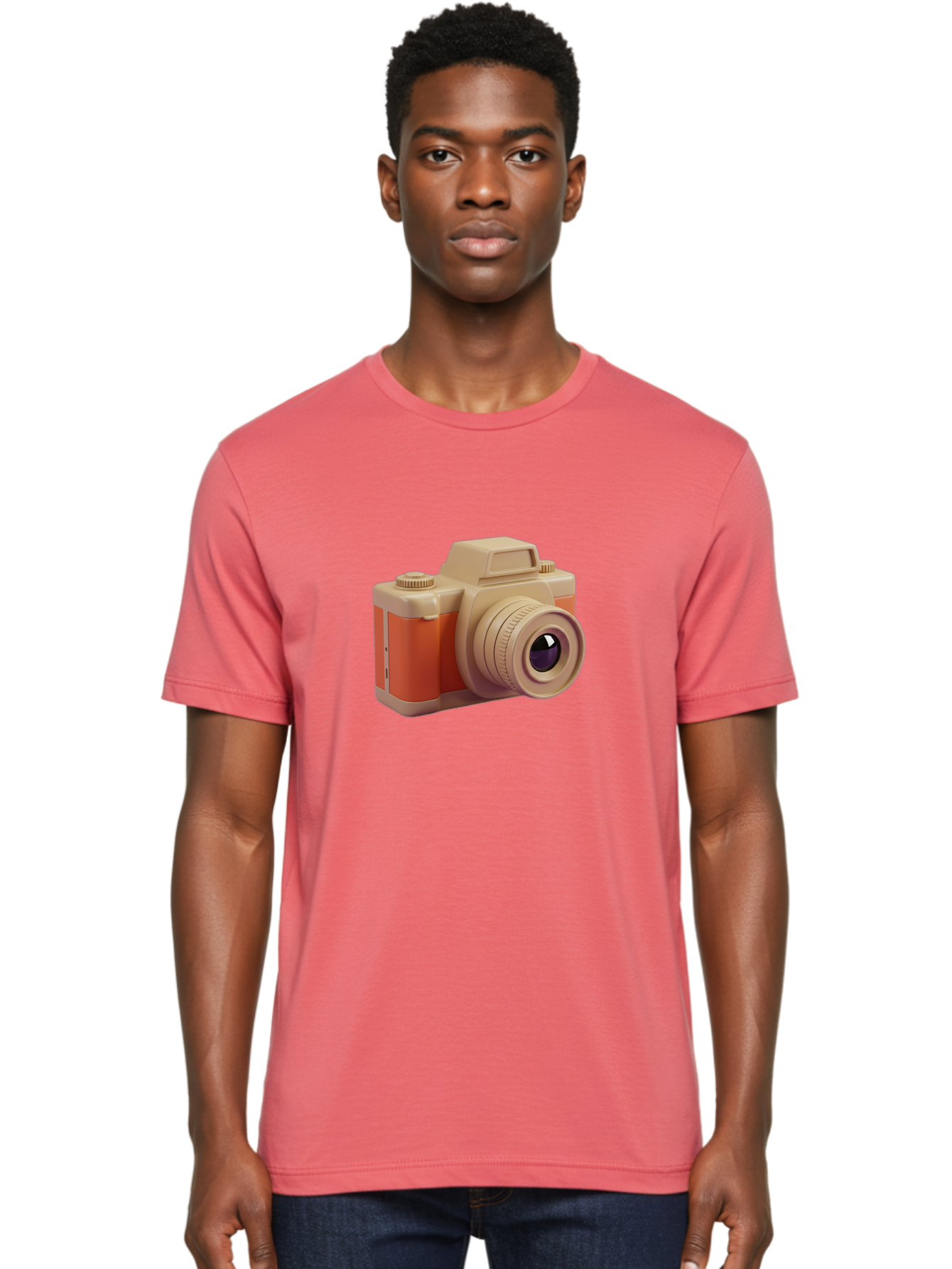 Camera Men'S Graphic Tee, 100% Cotton, Comfortable Casual Summer Wear, Machine Washable, Digital Camera, Photography Equipment, Camera Lens, Vintage Camera, Retro Style, Orange And Beige Colors, 3D Illustration, Camera Design, Photography Gear Bae383 21