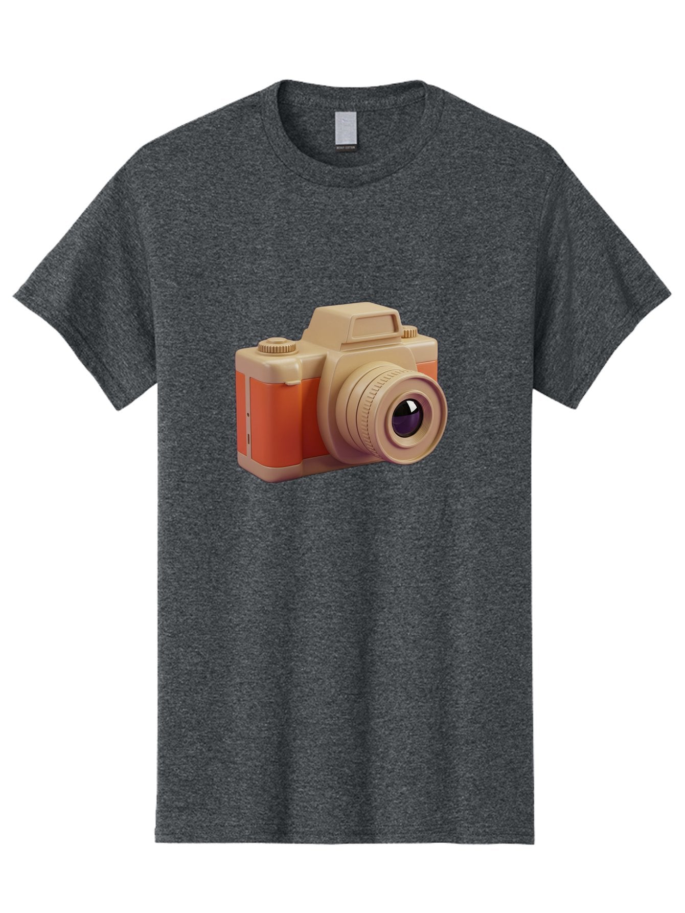 Camera Men'S Graphic Tee, 100% Cotton, Comfortable Casual Summer Wear, Machine Washable, Digital Camera, Photography Equipment, Camera Lens, Vintage Camera, Retro Style, Orange And Beige Colors, 3D Illustration, Camera Design, Photography Gear Bae383