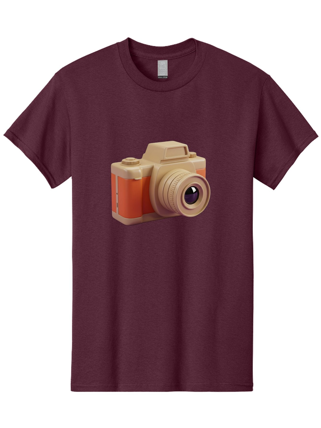 Camera Men'S Graphic Tee, 100% Cotton, Comfortable Casual Summer Wear, Machine Washable, Digital Camera, Photography Equipment, Camera Lens, Vintage Camera, Retro Style, Orange And Beige Colors, 3D Illustration, Camera Design, Photography Gear Bae383 6