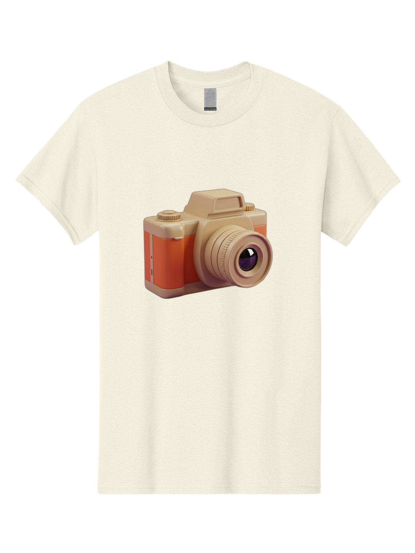 Camera Men'S Graphic Tee, 100% Cotton, Comfortable Casual Summer Wear, Machine Washable, Digital Camera, Photography Equipment, Camera Lens, Vintage Camera, Retro Style, Orange And Beige Colors, 3D Illustration, Camera Design, Photography Gear Bae383 4