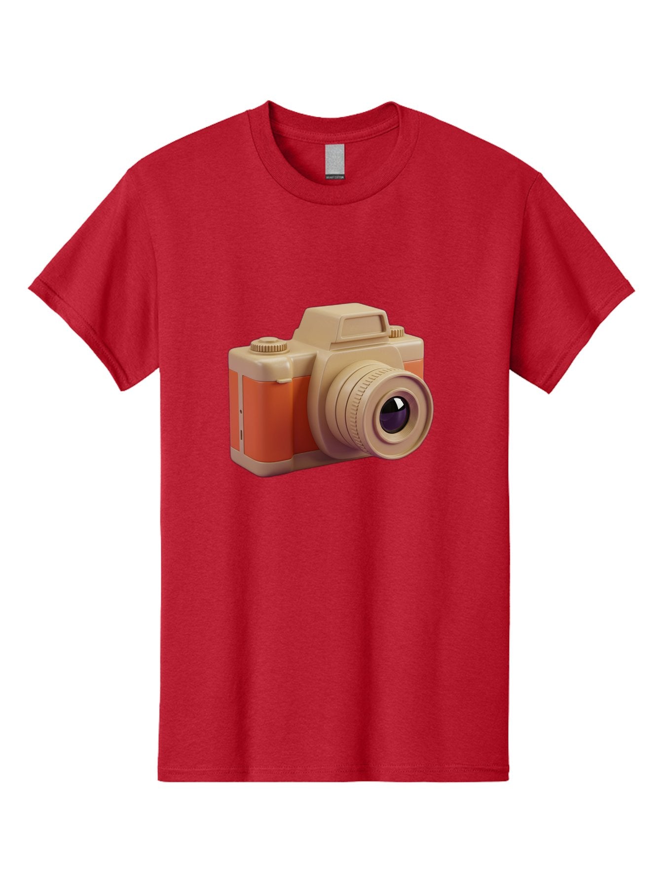 Camera Men'S Graphic Tee, 100% Cotton, Comfortable Casual Summer Wear, Machine Washable, Digital Camera, Photography Equipment, Camera Lens, Vintage Camera, Retro Style, Orange And Beige Colors, 3D Illustration, Camera Design, Photography Gear Bae383 3