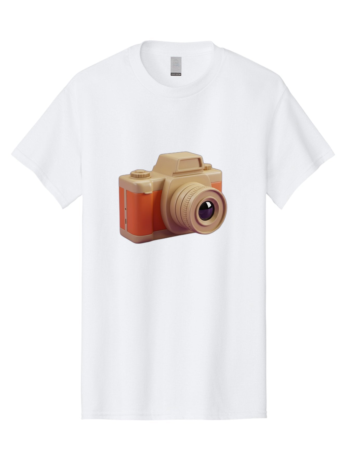 Camera Men'S Graphic Tee, 100% Cotton, Comfortable Casual Summer Wear, Machine Washable, Digital Camera, Photography Equipment, Camera Lens, Vintage Camera, Retro Style, Orange And Beige Colors, 3D Illustration, Camera Design, Photography Gear Bae383