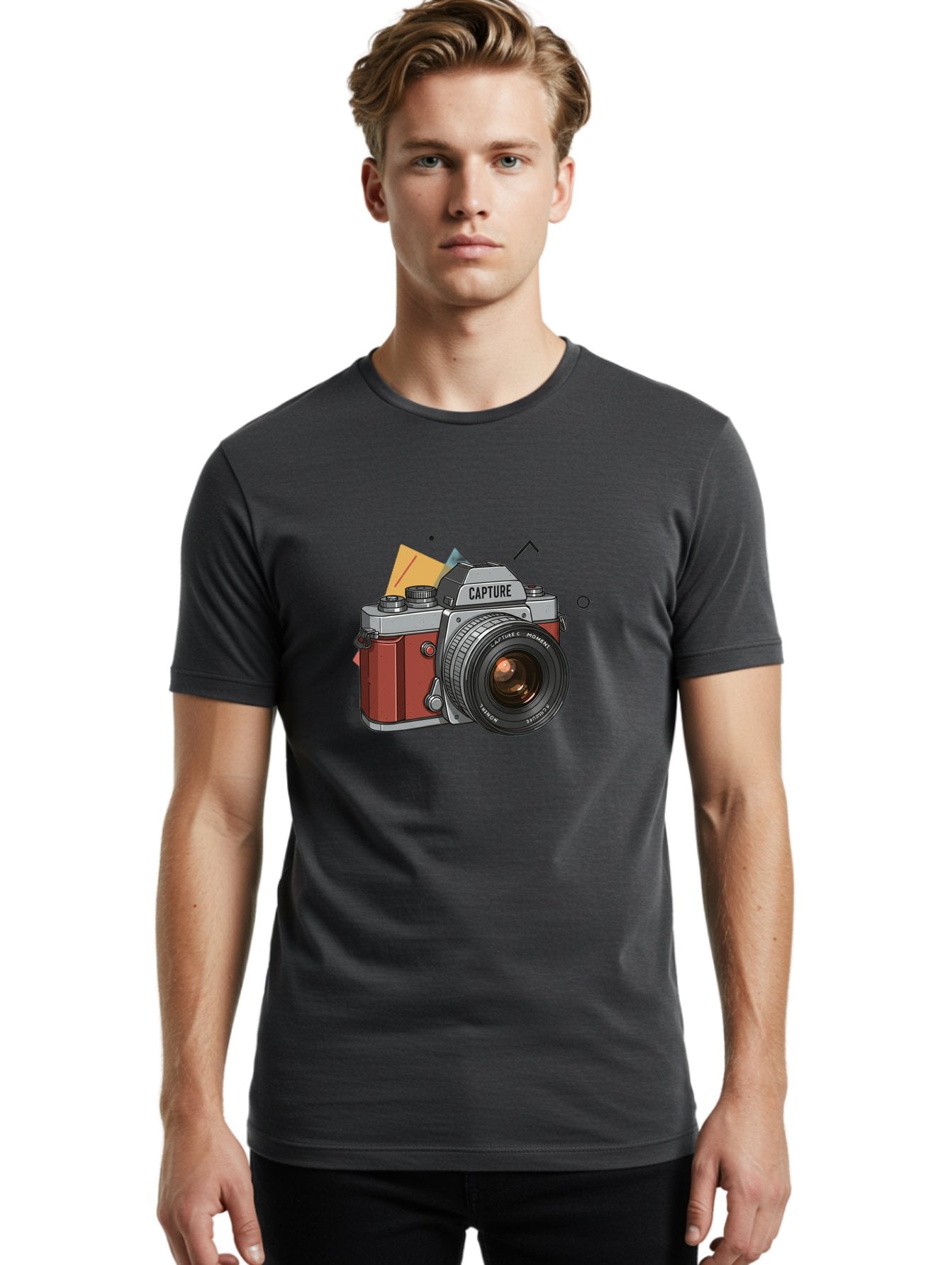 Capture-Camera Men'S Graphic Tee, 100% Cotton, Comfortable Casual Summer Wear, Machine Washable, Vintage Camera, Capture Moment, Photography Equipment, Capture The Moment, Dslr Camera, Camera Lens, Photography Accessories, Retro Camera Design, Bae384 23