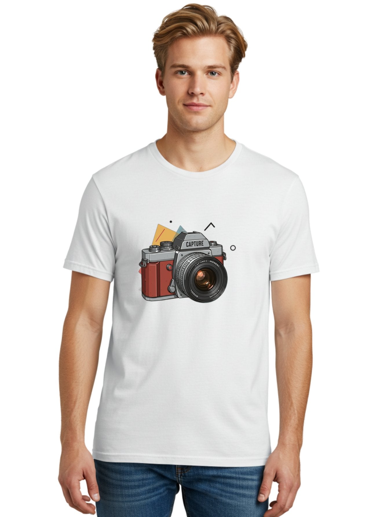 Capture-Camera Men'S Graphic Tee, 100% Cotton, Comfortable Casual Summer Wear, Machine Washable, Vintage Camera, Capture Moment, Photography Equipment, Capture The Moment, Dslr Camera, Camera Lens, Photography Accessories, Retro Camera Design, Bae384 24