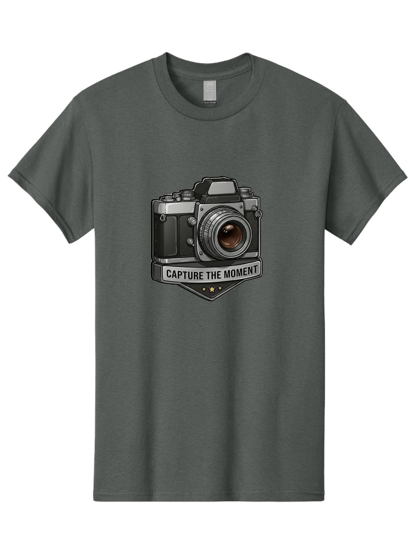 Capture-The-Moment Men'S Graphic Tee, 100% Cotton, Comfortable Casual Summer Wear, Machine Washable, Vintage Camera, Photography Equipment, Capture The Moment, Three Stars, Classic Design, Retro Style, Photography Inspiration, Camera Logo, Bae385 13