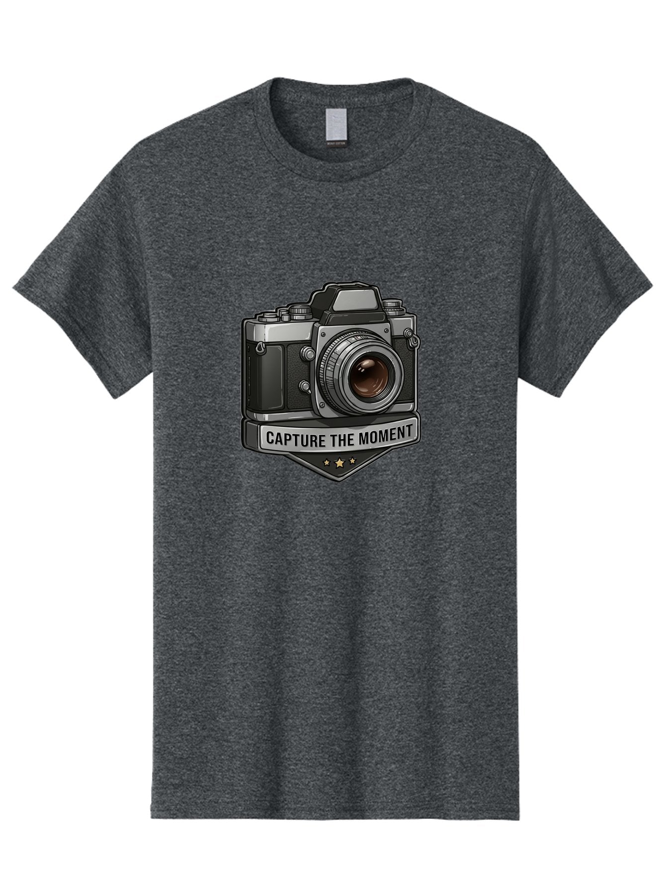 Capture-The-Moment Men'S Graphic Tee, 100% Cotton, Comfortable Casual Summer Wear, Machine Washable, Vintage Camera, Photography Equipment, Capture The Moment, Three Stars, Classic Design, Retro Style, Photography Inspiration, Camera Logo, Bae385 3