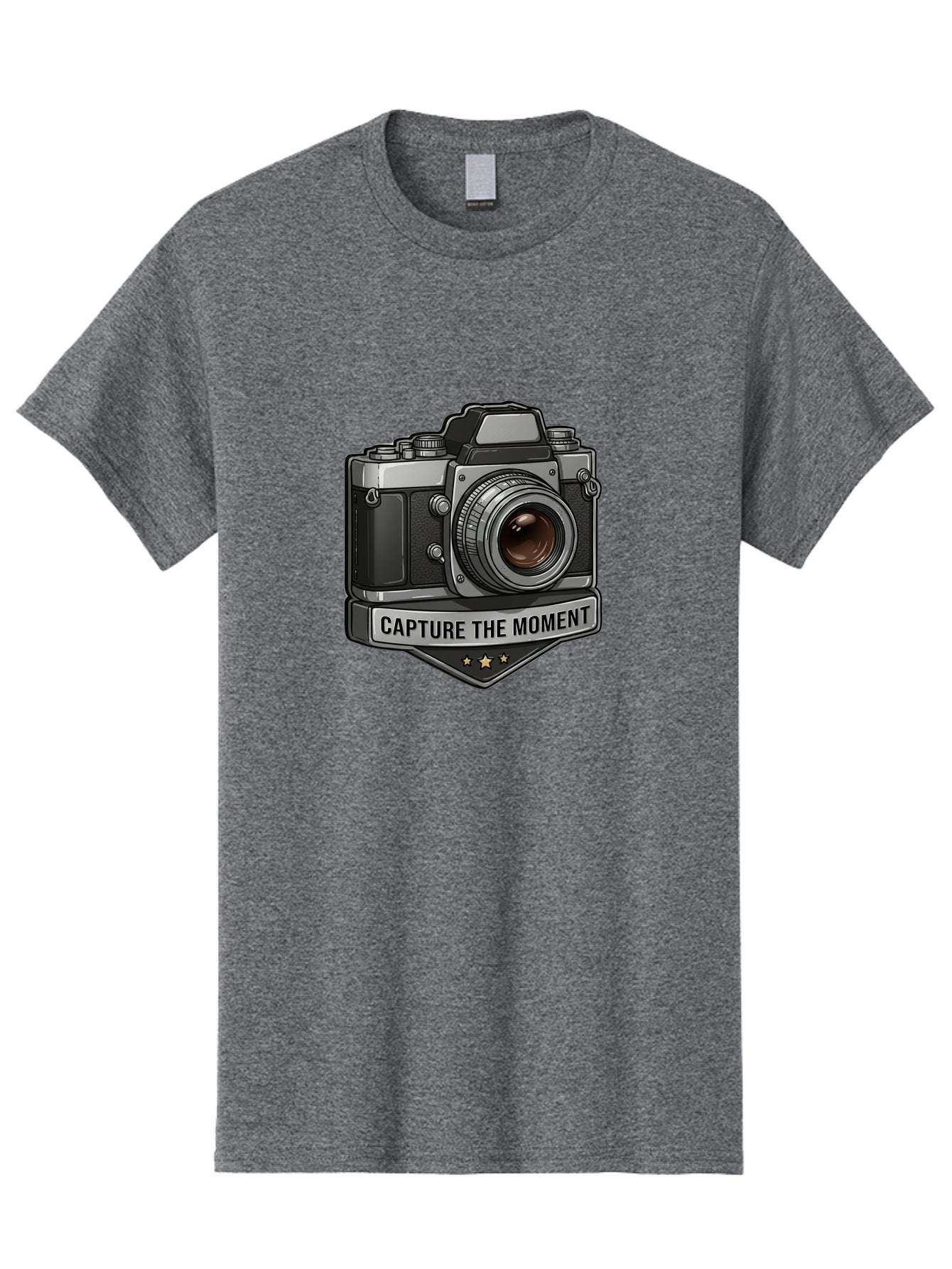Capture-The-Moment Men'S Graphic Tee, 100% Cotton, Comfortable Casual Summer Wear, Machine Washable, Vintage Camera, Photography Equipment, Capture The Moment, Three Stars, Classic Design, Retro Style, Photography Inspiration, Camera Logo, Bae385 12