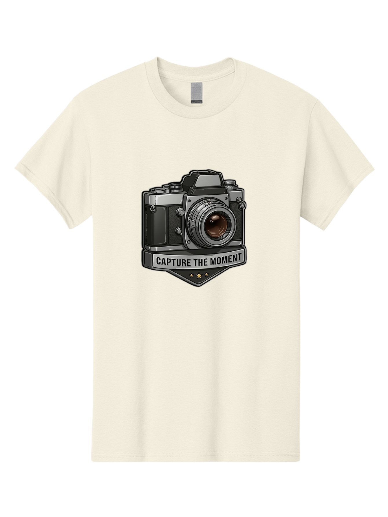 Capture-The-Moment Men'S Graphic Tee, 100% Cotton, Comfortable Casual Summer Wear, Machine Washable, Vintage Camera, Photography Equipment, Capture The Moment, Three Stars, Classic Design, Retro Style, Photography Inspiration, Camera Logo, Bae385