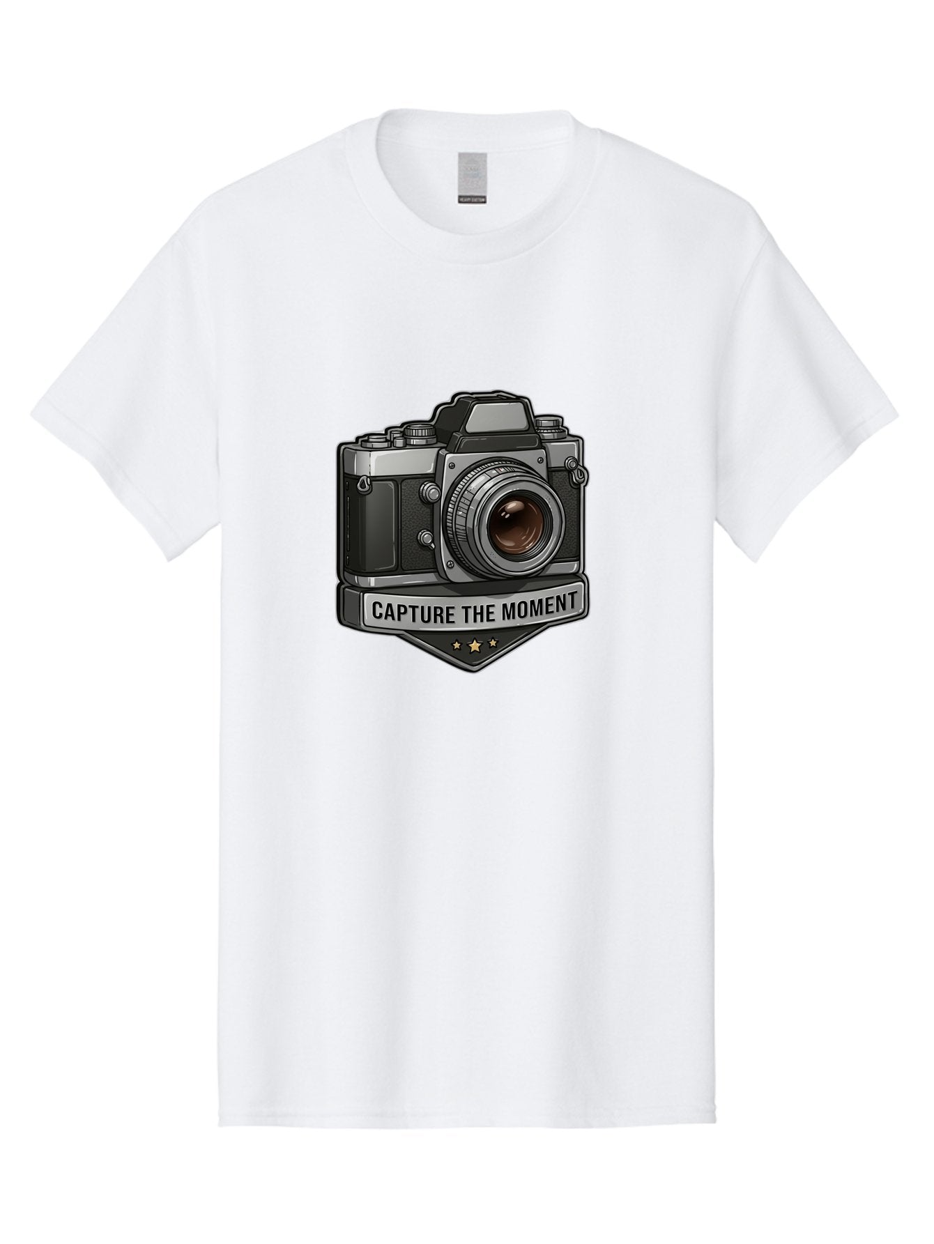 Capture-The-Moment Men'S Graphic Tee, 100% Cotton, Comfortable Casual Summer Wear, Machine Washable, Vintage Camera, Photography Equipment, Capture The Moment, Three Stars, Classic Design, Retro Style, Photography Inspiration, Camera Logo, Bae385 7