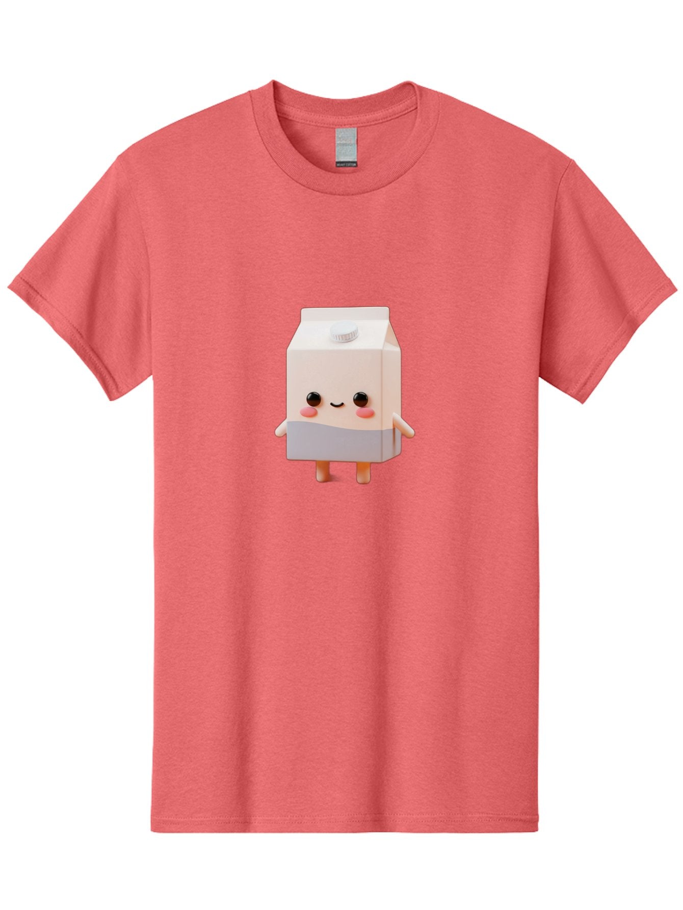 Carton-With-Face Men'S Graphic Tee, 100% Cotton, Comfortable Casual Summer Wear, Machine Washable, Cartoon Milk Carton, Cute Character, Kawaii Design, Smiling Face, Rosy Cheeks, Anthropomorphic, 3D Illustration, Dairy Product, Bae386 15