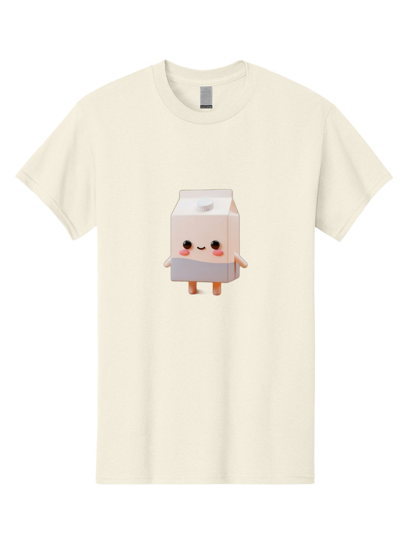 Carton-With-Face Men'S Graphic Tee, 100% Cotton, Comfortable Casual Summer Wear, Machine Washable, Cartoon Milk Carton, Cute Character, Kawaii Design, Smiling Face, Rosy Cheeks, Anthropomorphic, 3D Illustration, Dairy Product, Bae386 3