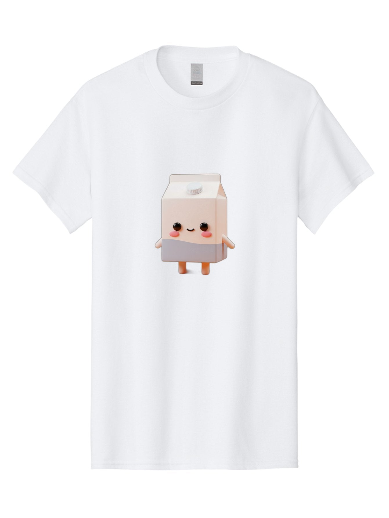 Carton-With-Face Men'S Graphic Tee, 100% Cotton, Comfortable Casual Summer Wear, Machine Washable, Cartoon Milk Carton, Cute Character, Kawaii Design, Smiling Face, Rosy Cheeks, Anthropomorphic, 3D Illustration, Dairy Product, Bae386 9
