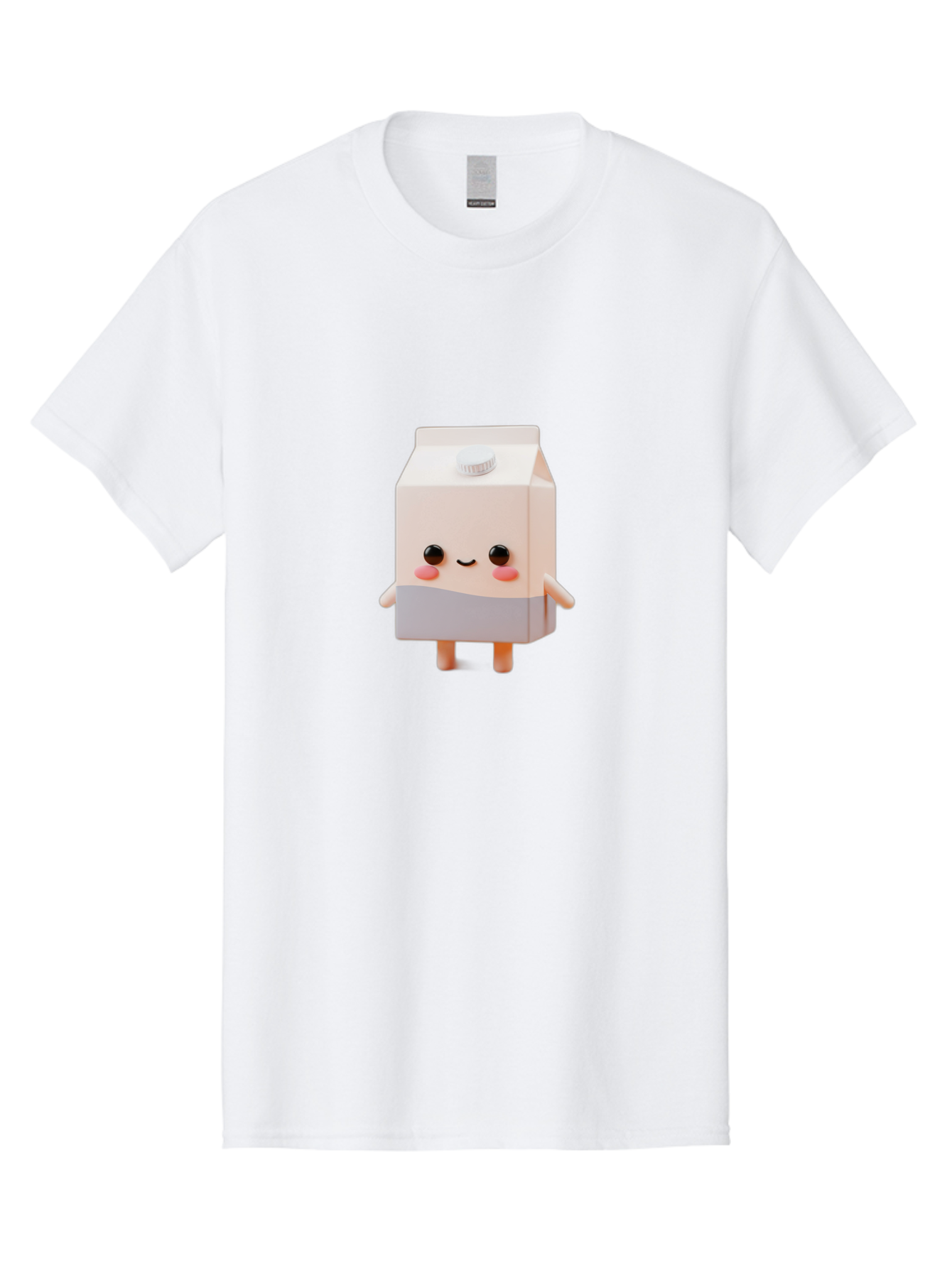 Carton-With-Face Men'S Graphic Tee, 100% Cotton, Comfortable Casual Summer Wear, Machine Washable, Cartoon Milk Carton, Cute Character, Kawaii Design, Smiling Face, Rosy Cheeks, Anthropomorphic, 3D Illustration, Dairy Product, Bae386 5