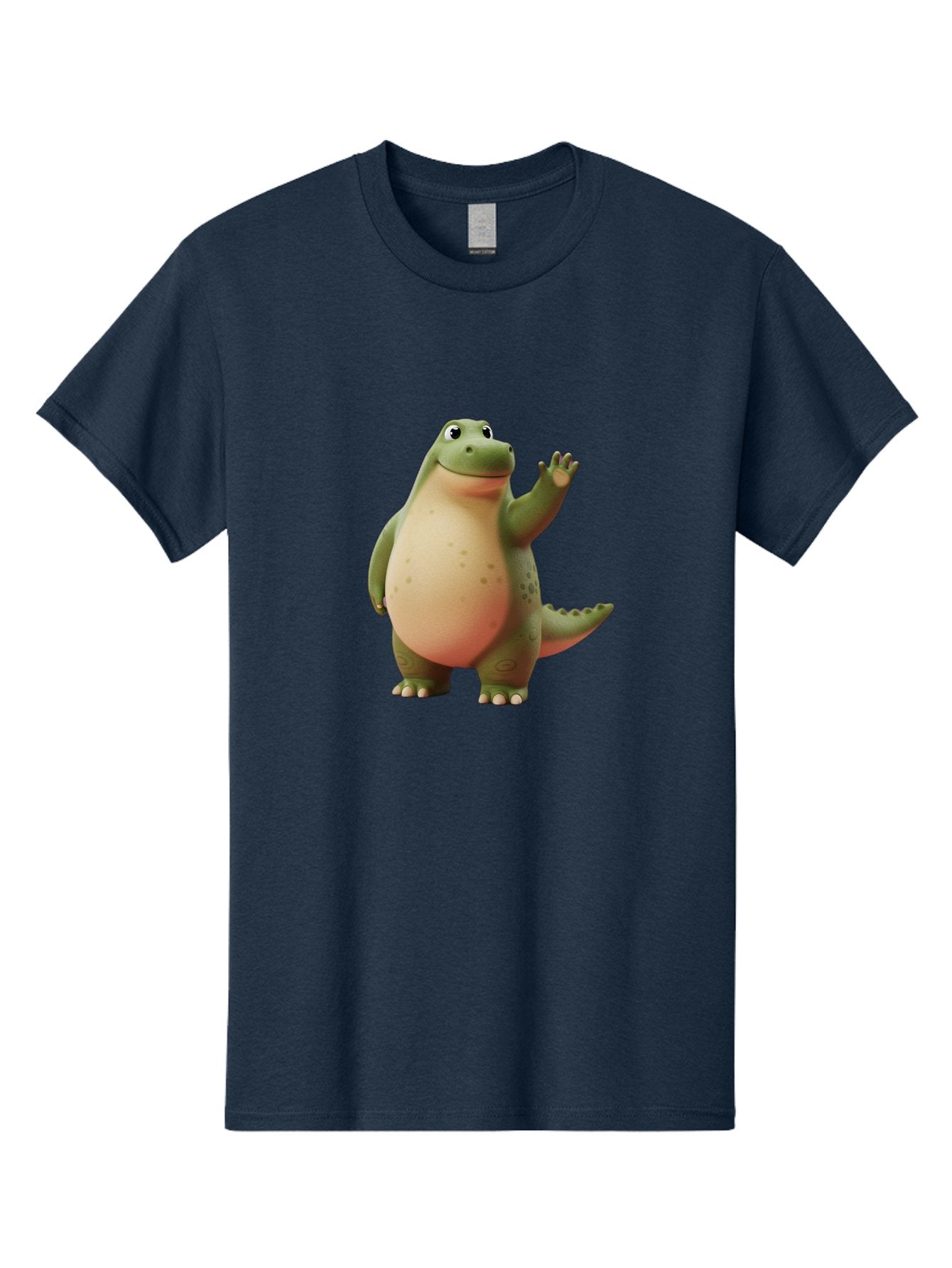 Cartoon-Dinosaur-1 Men'S Graphic Tee, 100% Cotton, Comfortable Casual Summer Wear, Machine Washable, Cartoon Crocodile, Friendly Alligator, Waving Reptile, Green Scaly Skin, Spotted Belly, Animated Character, Children'S Illustration, Bae388 9