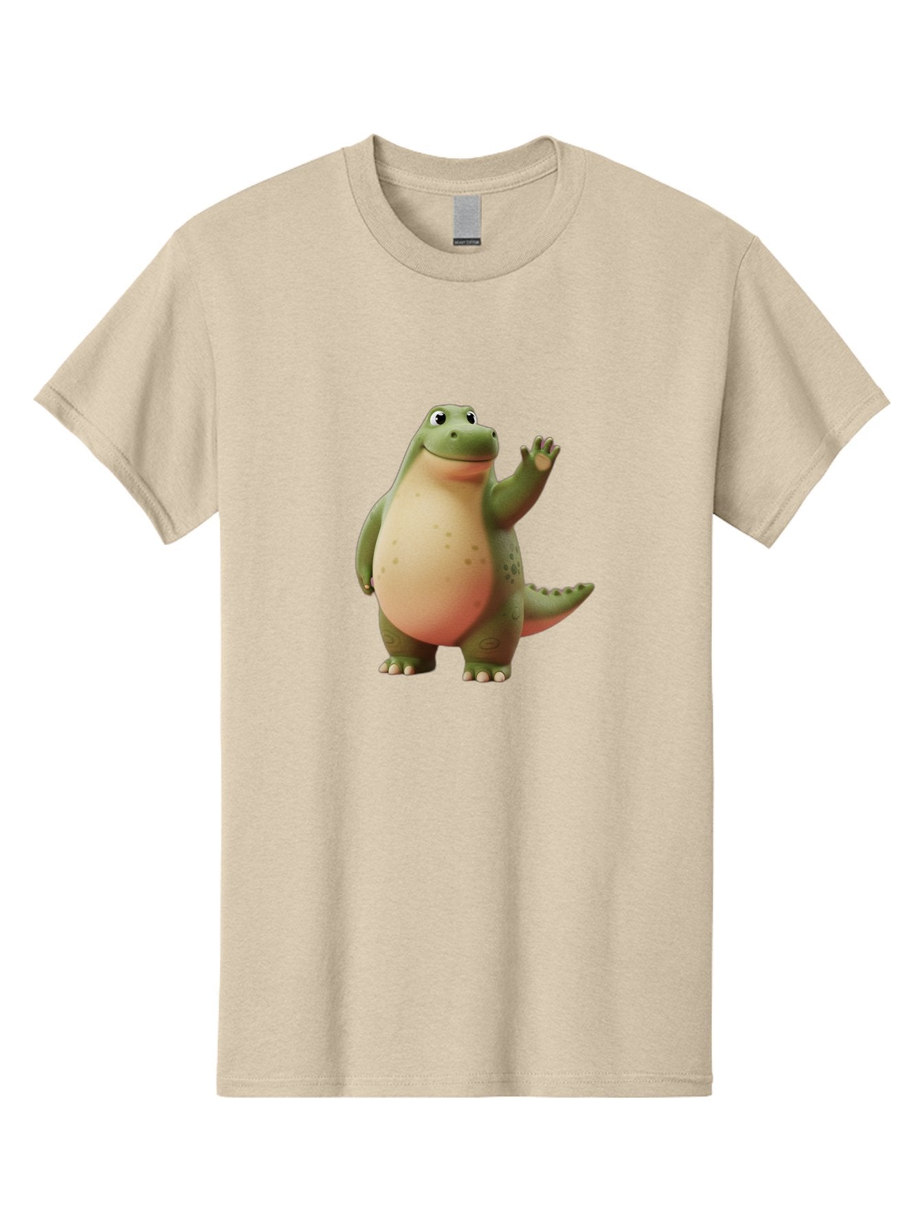 Cartoon-Dinosaur-1 Men'S Graphic Tee, 100% Cotton, Comfortable Casual Summer Wear, Machine Washable, Cartoon Crocodile, Friendly Alligator, Waving Reptile, Green Scaly Skin, Spotted Belly, Animated Character, Children'S Illustration, Bae388 10