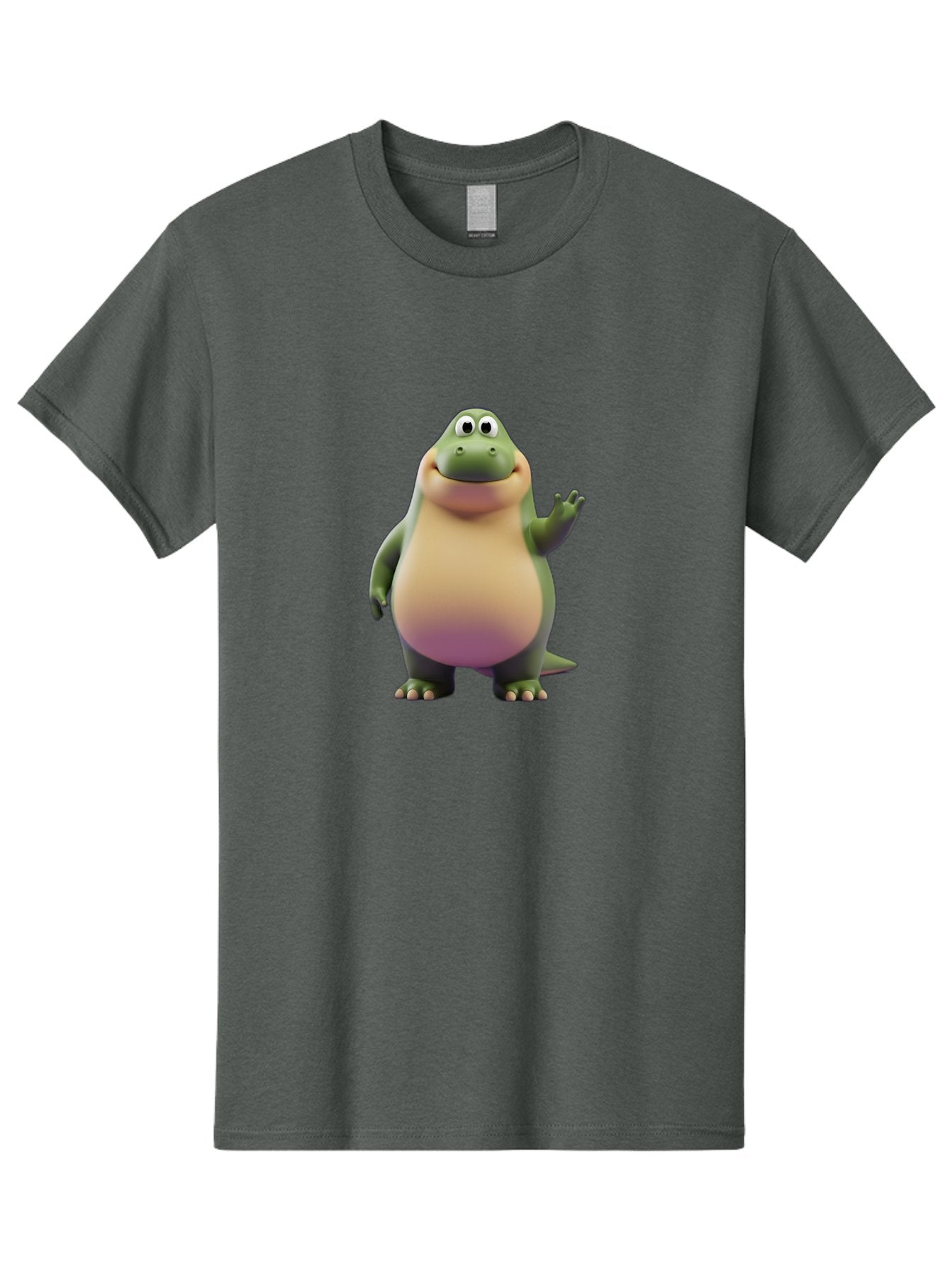 Cartoon-Dinosaur-2 Men'S Graphic Tee, 100% Cotton, Comfortable Casual Summer Wear, Machine Washable, Cartoon Dinosaur, Dinosaur Character, Friendly Reptile, Smiling Creature, Animated Dino, Dino Illustration, Green Dinosaur, Cute Dino, Bae389 6