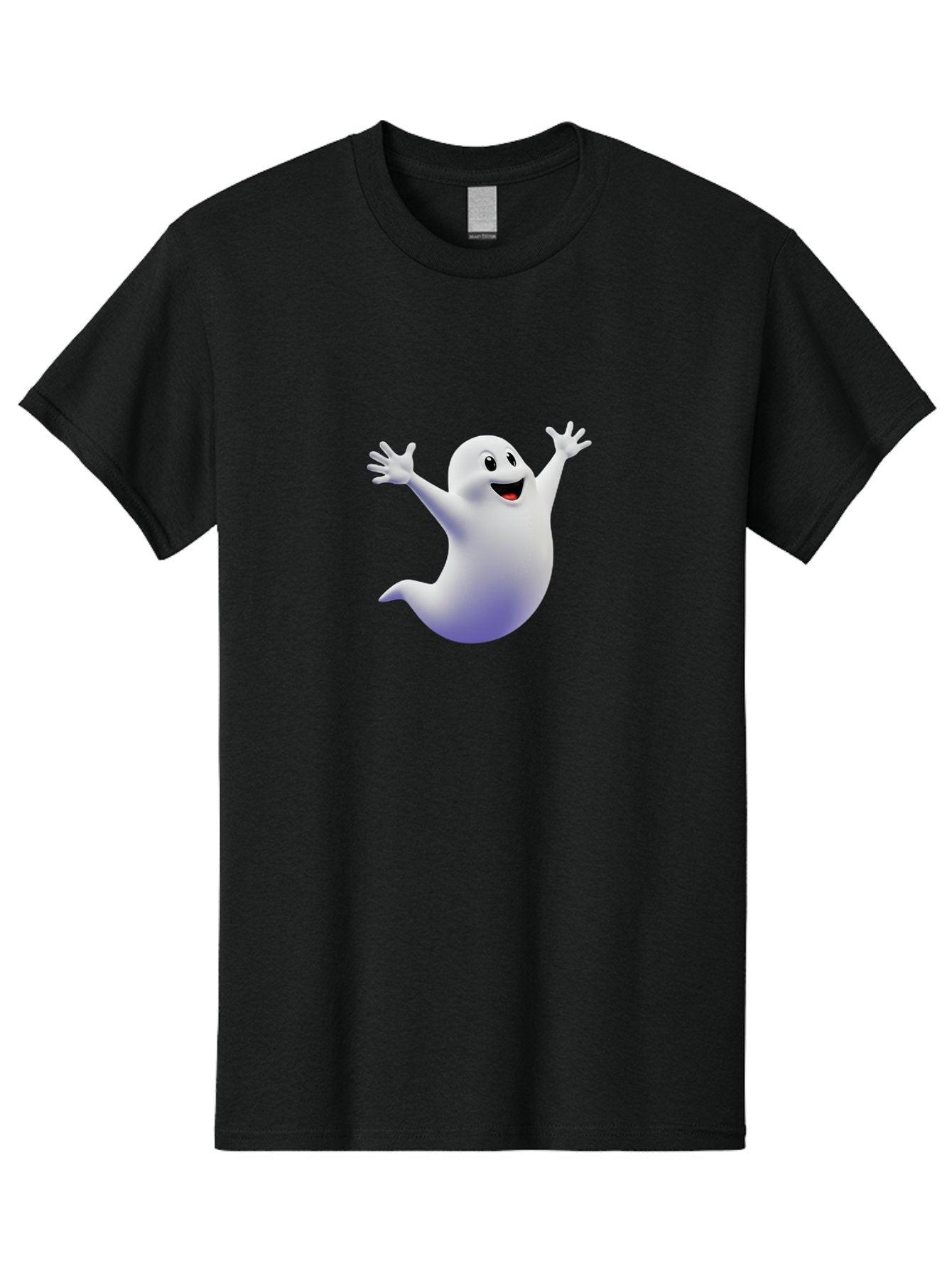 Cartoon-Ghost Men'S Graphic Tee, 100% Cotton, Comfortable Casual Summer Wear, Machine Washable, White Ghost, Cartoon Character, Friendly Spirit, Happy Expression, Halloween Theme, Digital Illustration, 3D Rendering, Playful Design Bae392 12