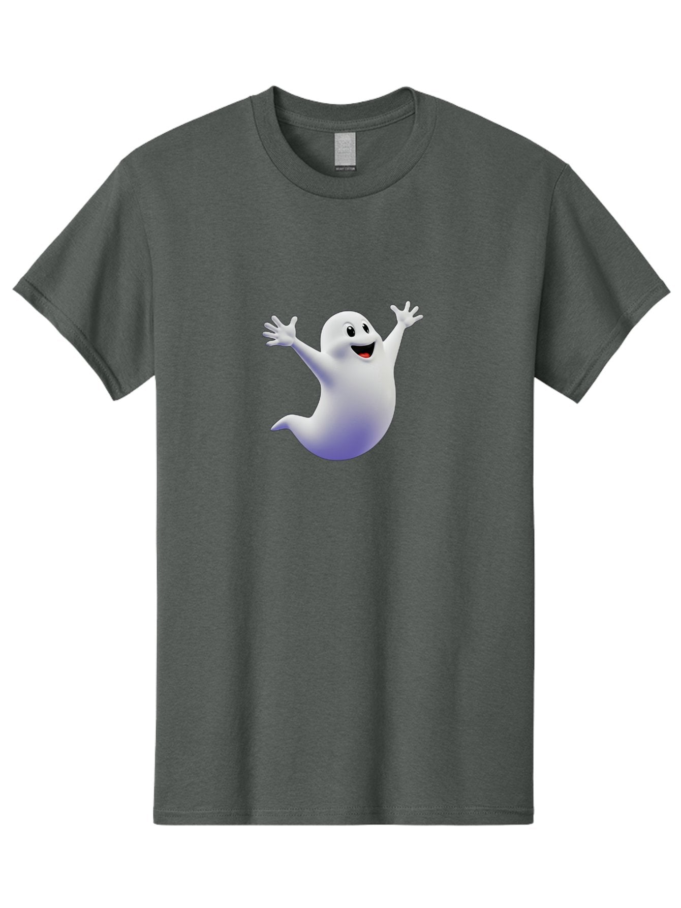 Cartoon-Ghost Men'S Graphic Tee, 100% Cotton, Comfortable Casual Summer Wear, Machine Washable, White Ghost, Cartoon Character, Friendly Spirit, Happy Expression, Halloween Theme, Digital Illustration, 3D Rendering, Playful Design Bae392 9