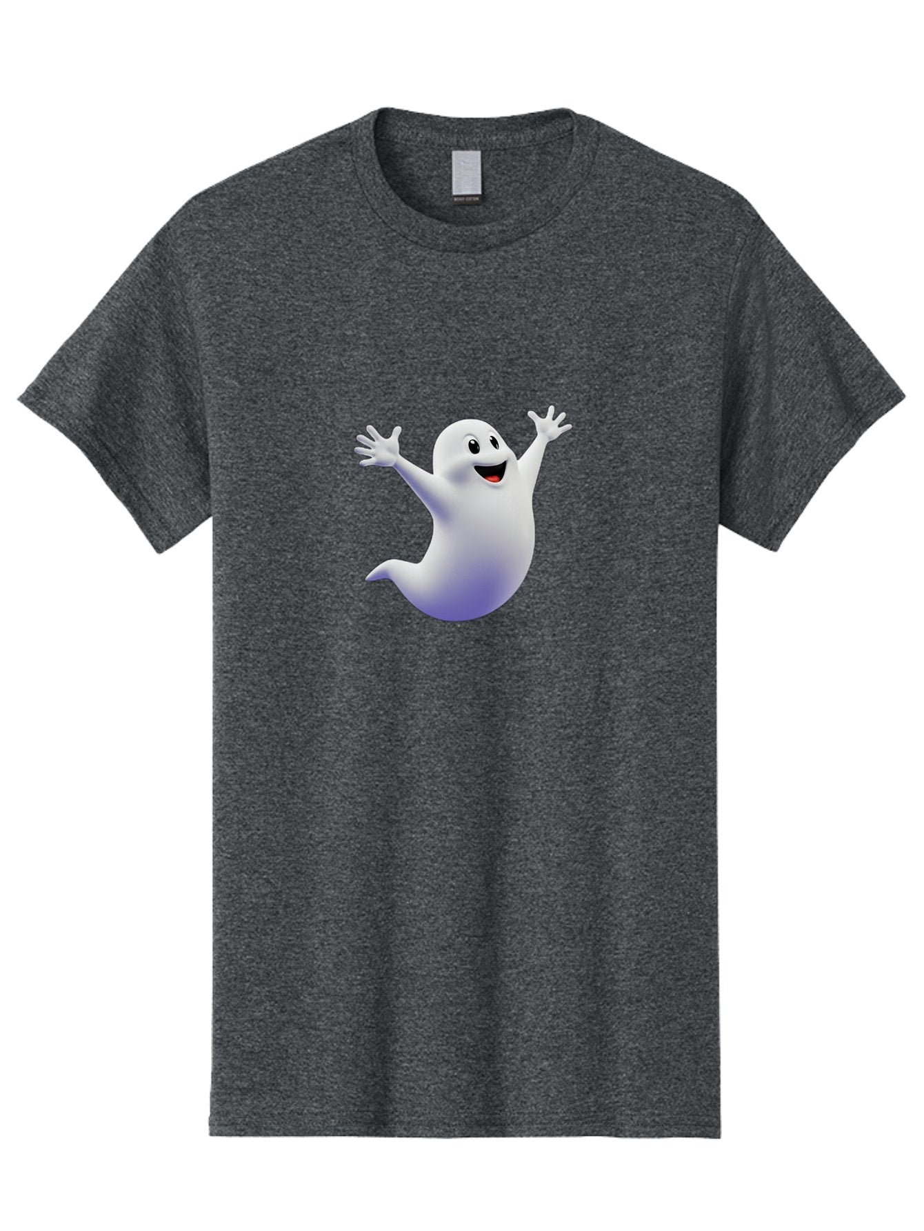 Cartoon-Ghost Men'S Graphic Tee, 100% Cotton, Comfortable Casual Summer Wear, Machine Washable, White Ghost, Cartoon Character, Friendly Spirit, Happy Expression, Halloween Theme, Digital Illustration, 3D Rendering, Playful Design Bae392 14