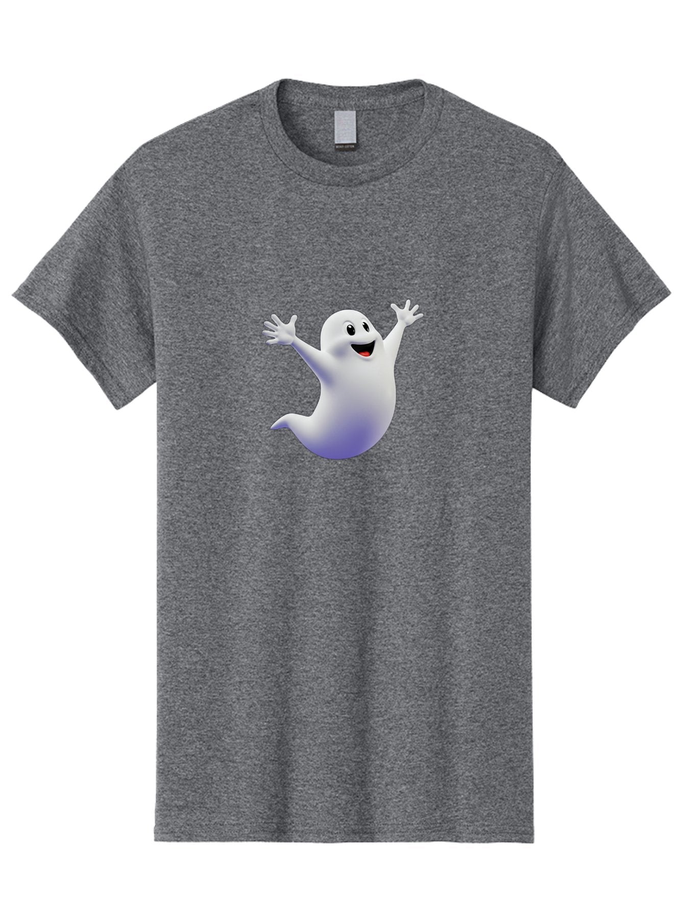 Cartoon-Ghost Men'S Graphic Tee, 100% Cotton, Comfortable Casual Summer Wear, Machine Washable, White Ghost, Cartoon Character, Friendly Spirit, Happy Expression, Halloween Theme, Digital Illustration, 3D Rendering, Playful Design Bae392 5