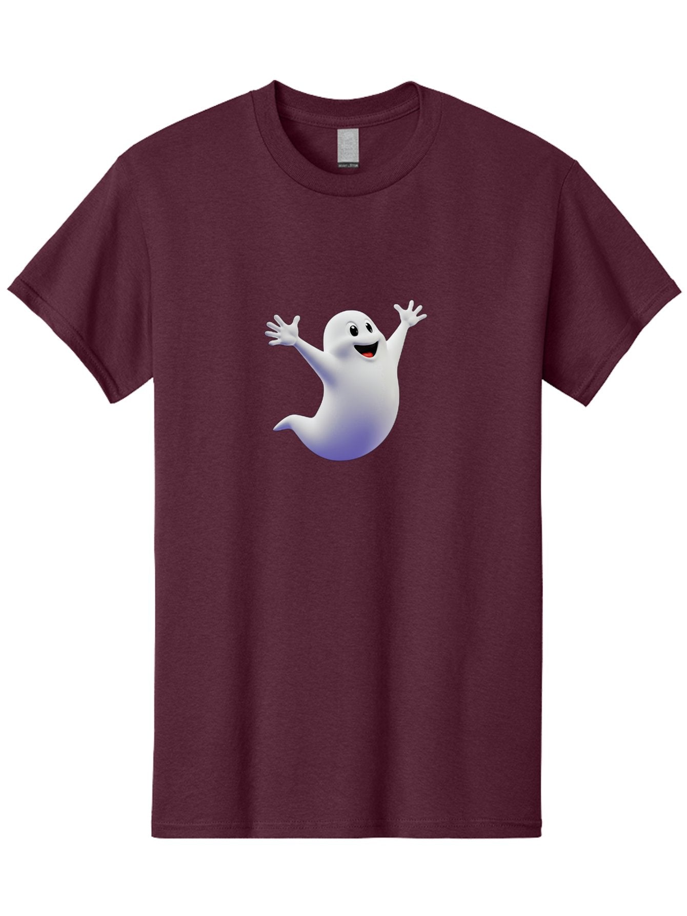 Cartoon-Ghost Men'S Graphic Tee, 100% Cotton, Comfortable Casual Summer Wear, Machine Washable, White Ghost, Cartoon Character, Friendly Spirit, Happy Expression, Halloween Theme, Digital Illustration, 3D Rendering, Playful Design Bae392 8
