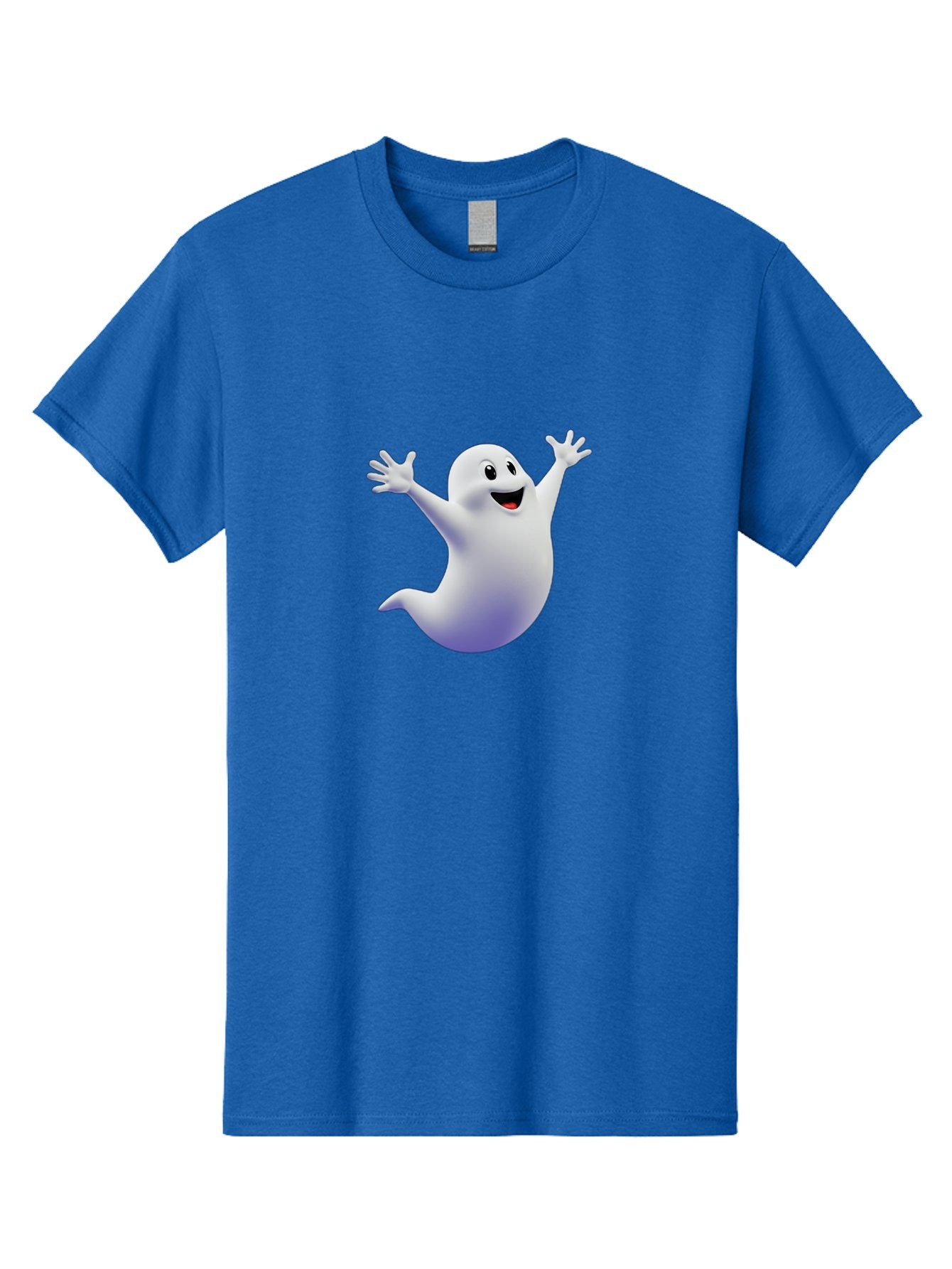 Cartoon-Ghost Men'S Graphic Tee, 100% Cotton, Comfortable Casual Summer Wear, Machine Washable, White Ghost, Cartoon Character, Friendly Spirit, Happy Expression, Halloween Theme, Digital Illustration, 3D Rendering, Playful Design Bae392 7