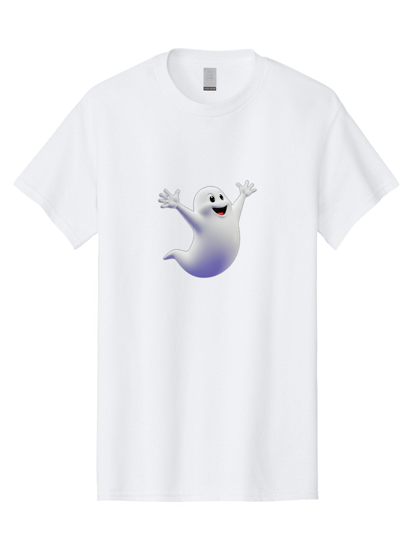 Cartoon-Ghost Men'S Graphic Tee, 100% Cotton, Comfortable Casual Summer Wear, Machine Washable, White Ghost, Cartoon Character, Friendly Spirit, Happy Expression, Halloween Theme, Digital Illustration, 3D Rendering, Playful Design Bae392 11