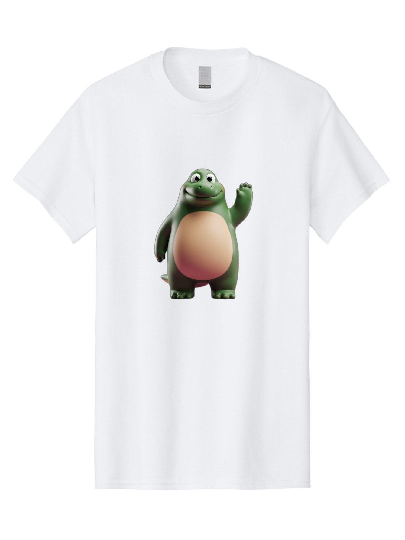 Cartoon-T-Rex-1 Men'S Graphic Tee, 100% Cotton, Comfortable Casual Summer Wear, Machine Washable, Smiling Dinosaur, Cartoon Character, Green Dinosaur, Happy Pose, Friendly Gesture, 3D Illustration, Cute Reptile, Dinosaur Illustration, Bae394 8