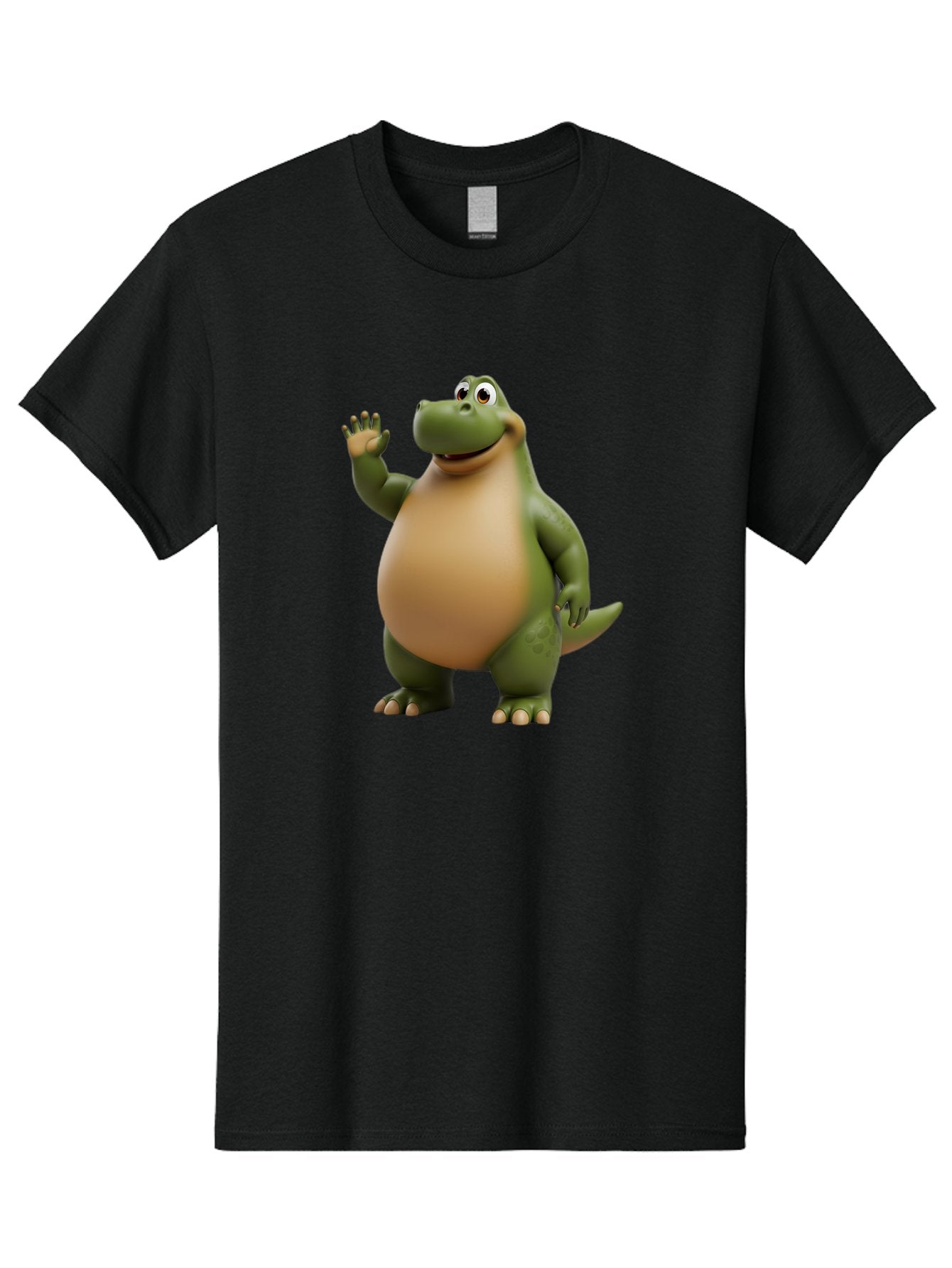 Cartoon-T-Rex Men'S Graphic Tee, 100% Cotton, Comfortable Casual Summer Wear, Machine Washable, Cartoon Alligator, 3D Character, Green Alligator, Friendly Creature, Cartoon Animal, Animated Character, Children'S Entertainment, Nursery Decor, Bae395 13