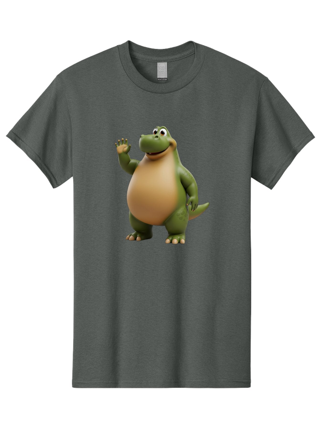 Cartoon-T-Rex Men'S Graphic Tee, 100% Cotton, Comfortable Casual Summer Wear, Machine Washable, Cartoon Alligator, 3D Character, Green Alligator, Friendly Creature, Cartoon Animal, Animated Character, Children'S Entertainment, Nursery Decor, Bae395 9