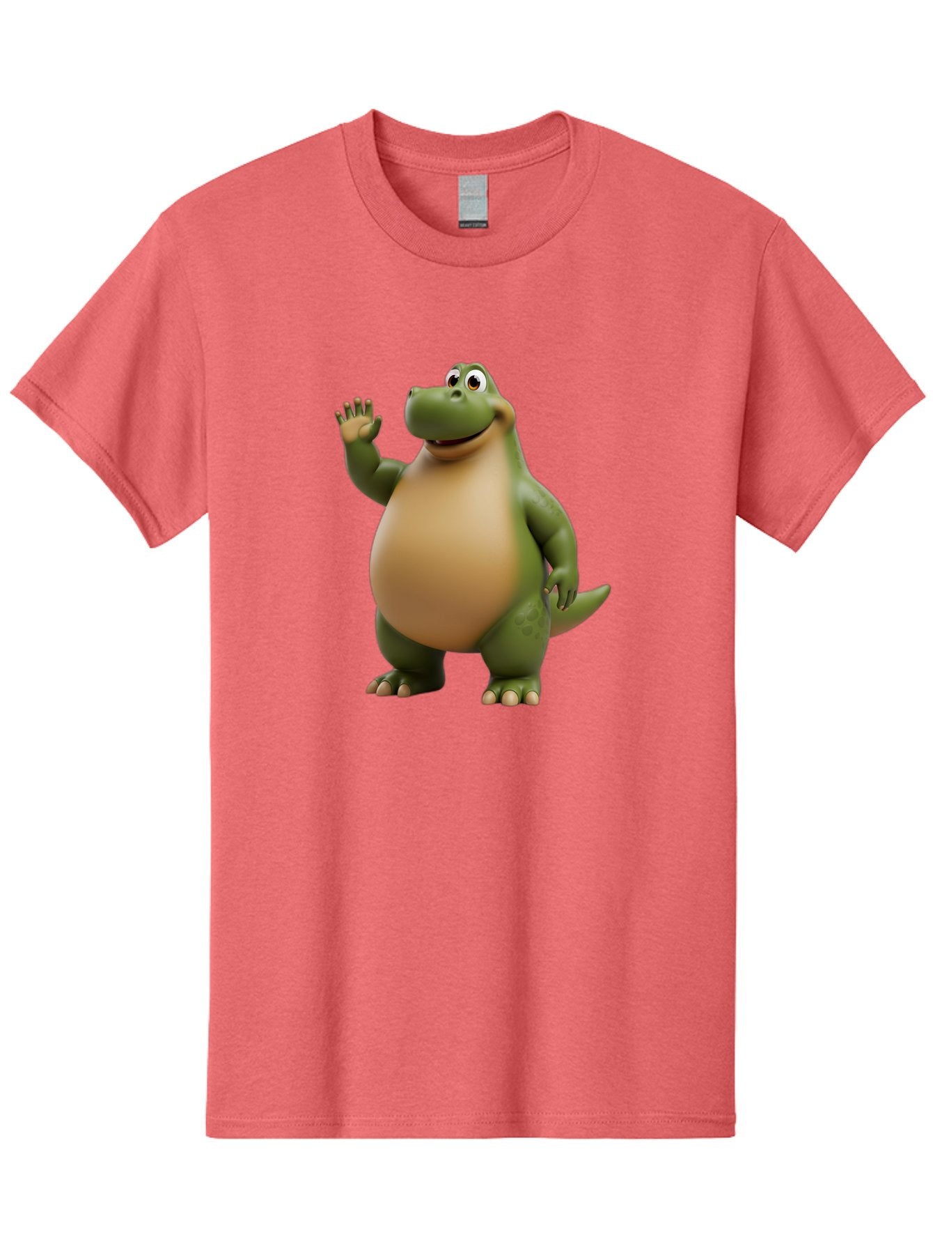 Cartoon-T-Rex Men'S Graphic Tee, 100% Cotton, Comfortable Casual Summer Wear, Machine Washable, Cartoon Alligator, 3D Character, Green Alligator, Friendly Creature, Cartoon Animal, Animated Character, Children'S Entertainment, Nursery Decor, Bae395 4
