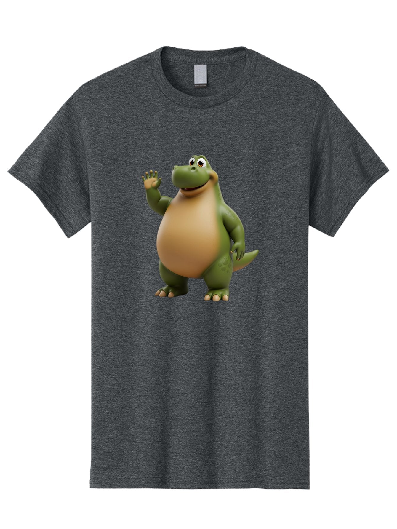 Cartoon-T-Rex Men'S Graphic Tee, 100% Cotton, Comfortable Casual Summer Wear, Machine Washable, Cartoon Alligator, 3D Character, Green Alligator, Friendly Creature, Cartoon Animal, Animated Character, Children'S Entertainment, Nursery Decor, Bae395 7