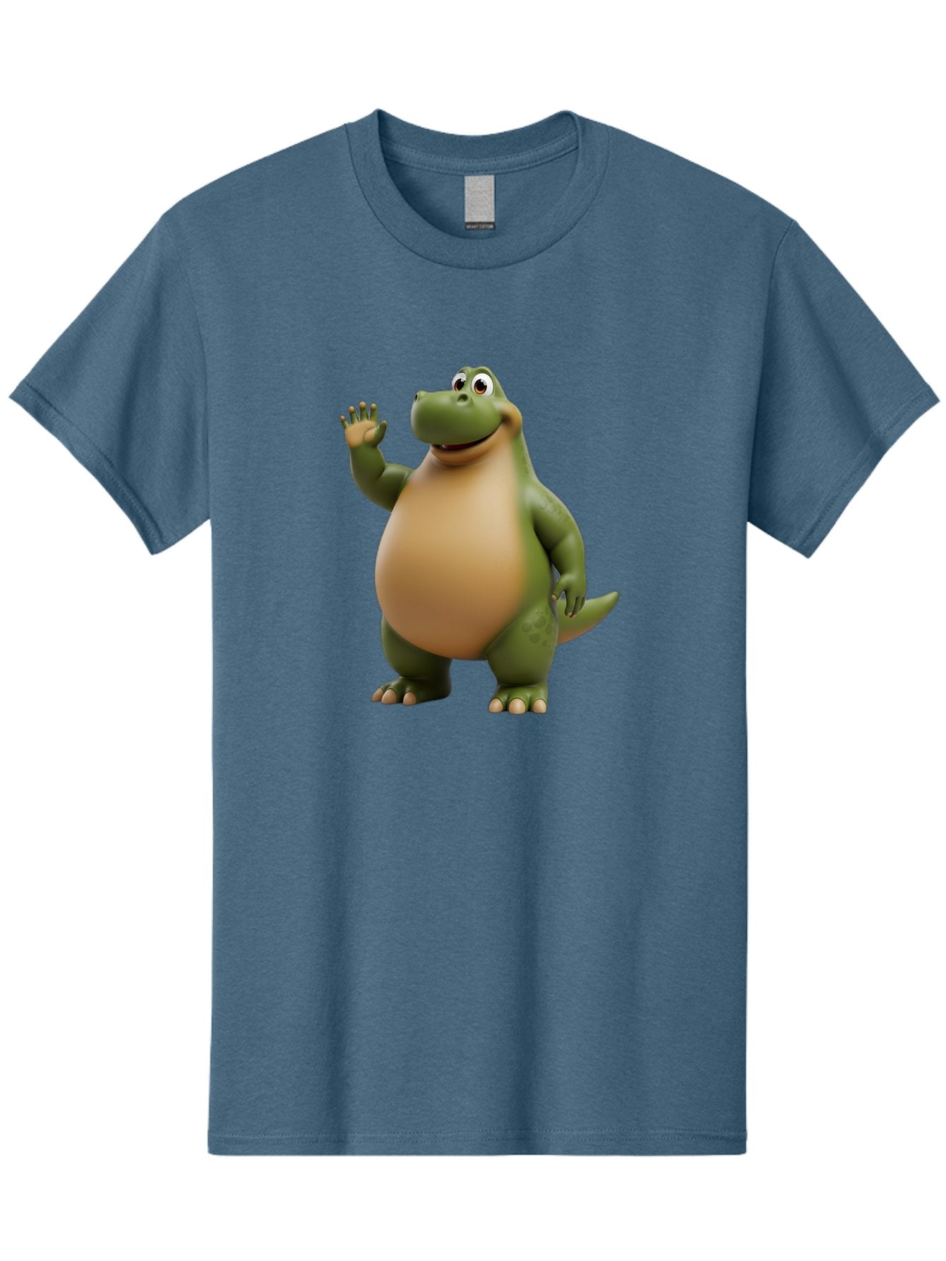 Cartoon-T-Rex Men'S Graphic Tee, 100% Cotton, Comfortable Casual Summer Wear, Machine Washable, Cartoon Alligator, 3D Character, Green Alligator, Friendly Creature, Cartoon Animal, Animated Character, Children'S Entertainment, Nursery Decor, Bae395 14